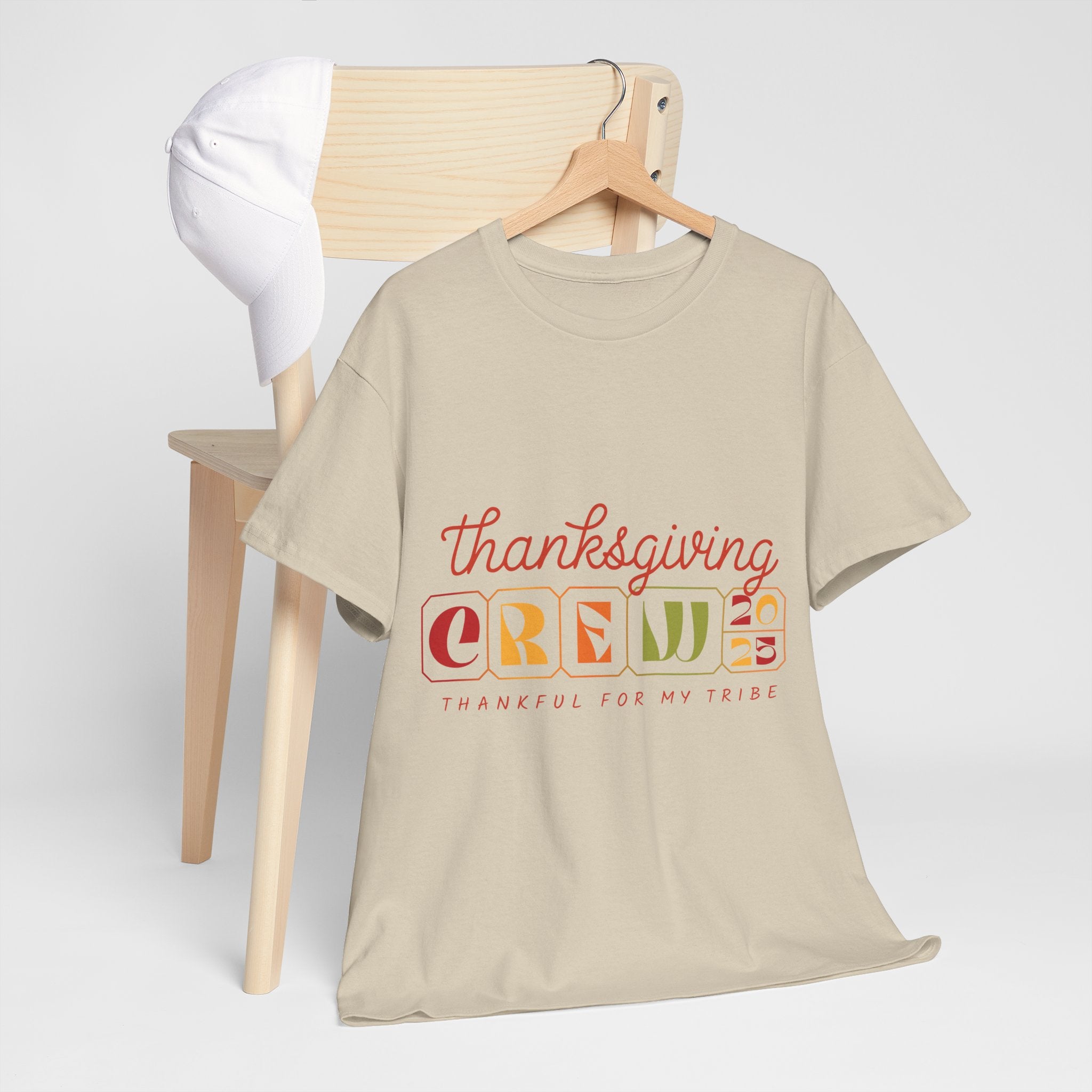 Thanksgiving Crew 2025 Tee — "Thankful for My Tribe" Autumn Holiday Unisex Cotton Tshirt