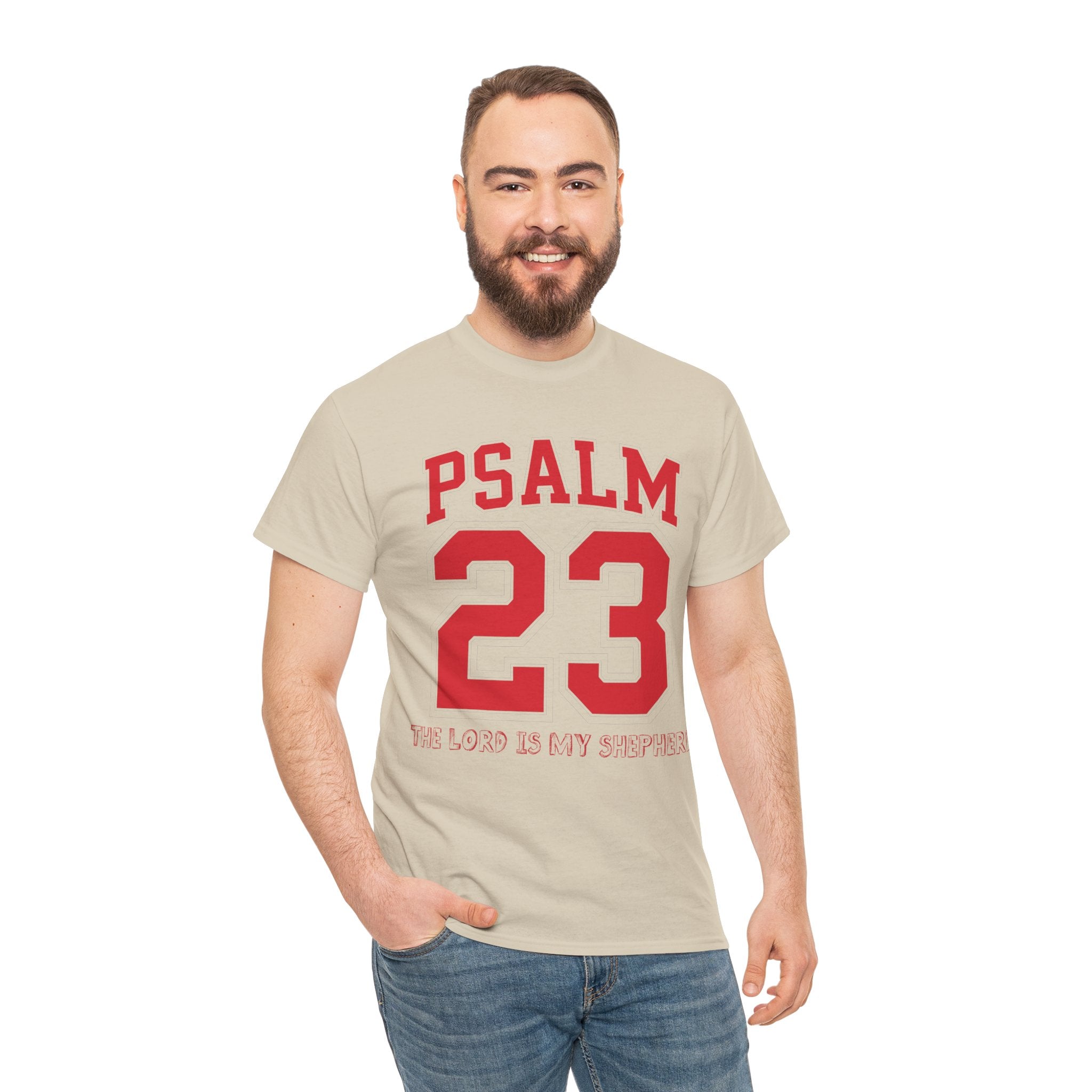 Psalm 23 Varsity T-Shirt — “The Lord Is My Shepherd” Unisex Cotton Tee