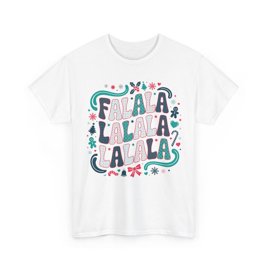 Fa La La La La Christmas T-Shirt — Festive Candy Cane & Gingerbread Holiday Unisex Cotton Tee