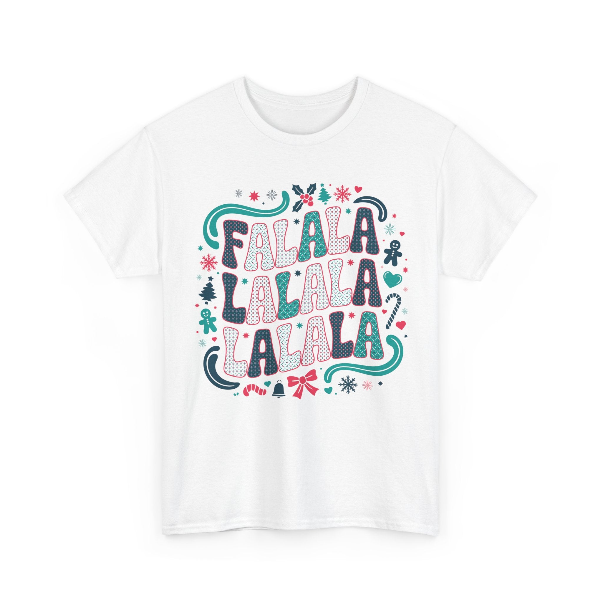 Fa La La La La Christmas T-Shirt — Festive Candy Cane & Gingerbread Holiday Unisex Cotton Tee