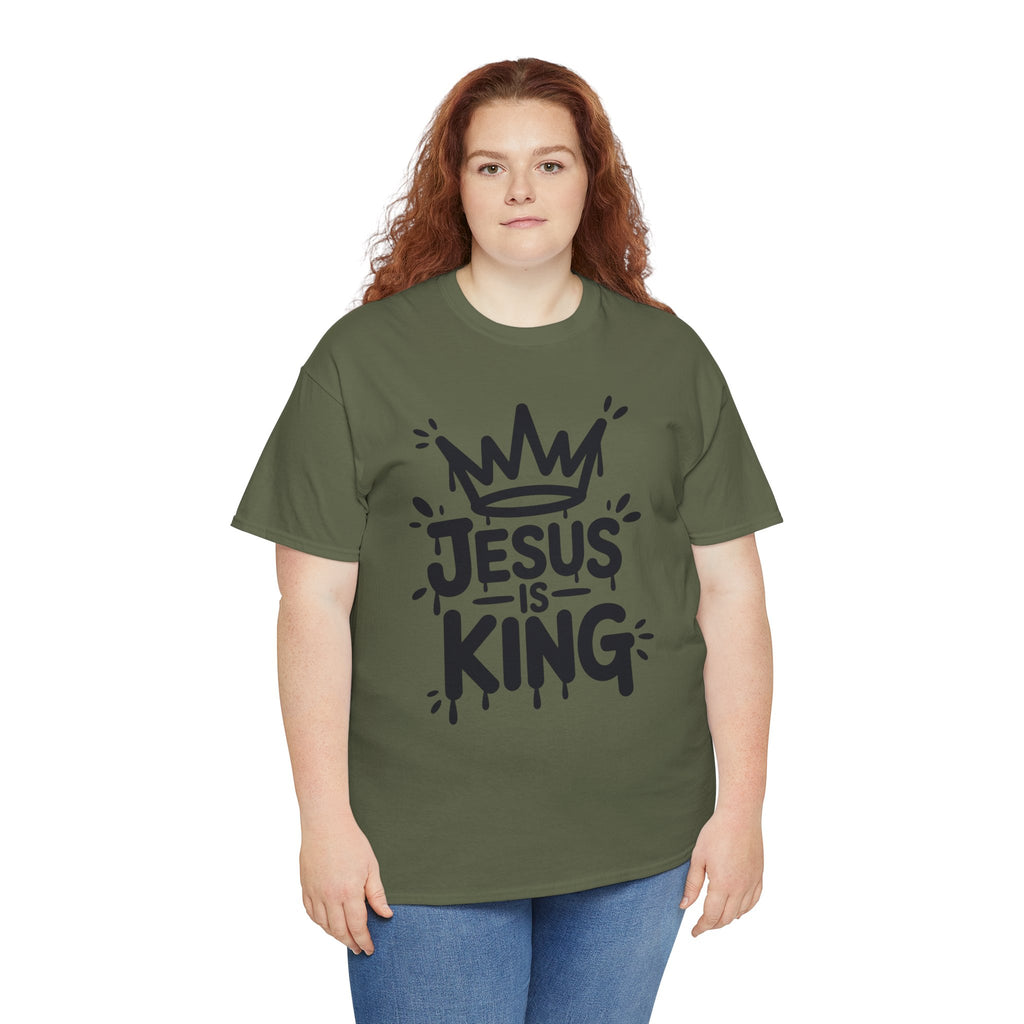 Jesus Is King Crown T-Shirt — Minimalist Christian Unisex Cotton Tee