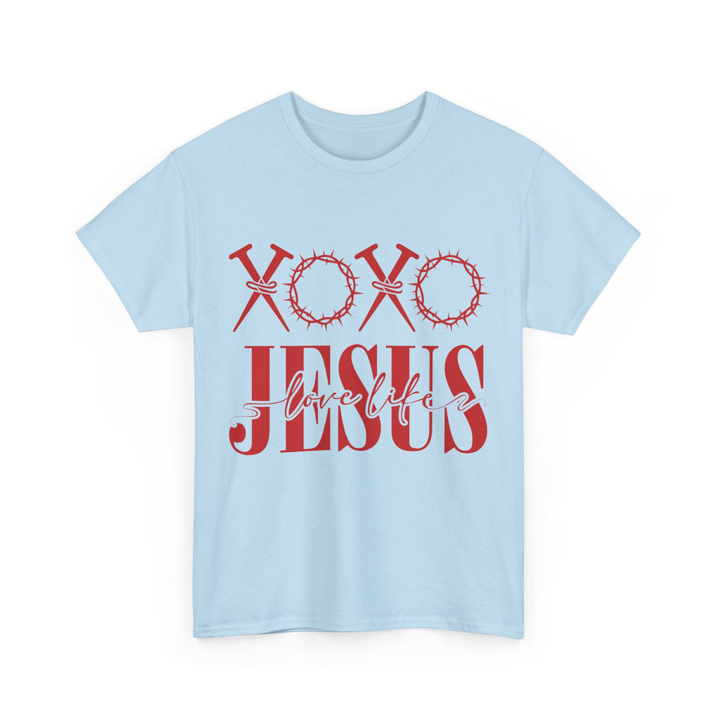 Christian Valentine T-Shirt — "XOXO Jesus Love Life" Nails & Thorn Crown Design Unisex Cotton Tee