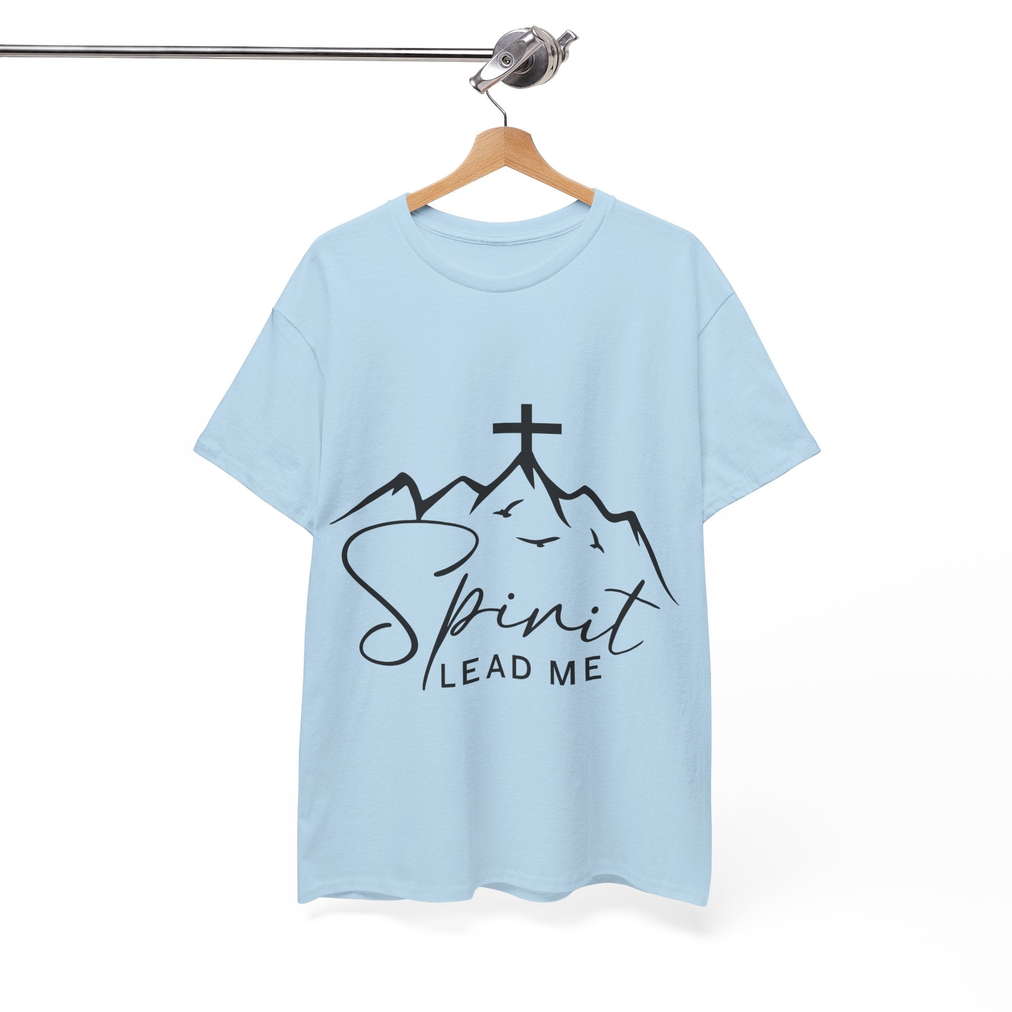 Spirit Lead Me Christian T‑Shirt — Minimalist Cross Unisex Cotton Tee
