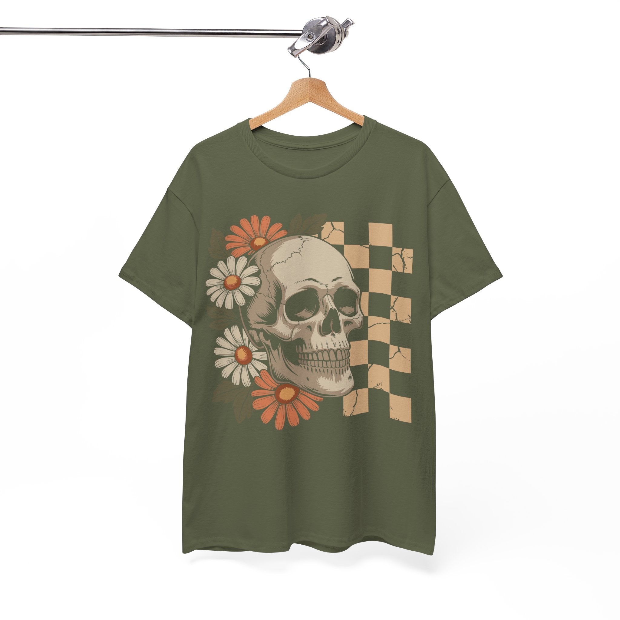 Skull Daisy Unisex Cotton Tshirt