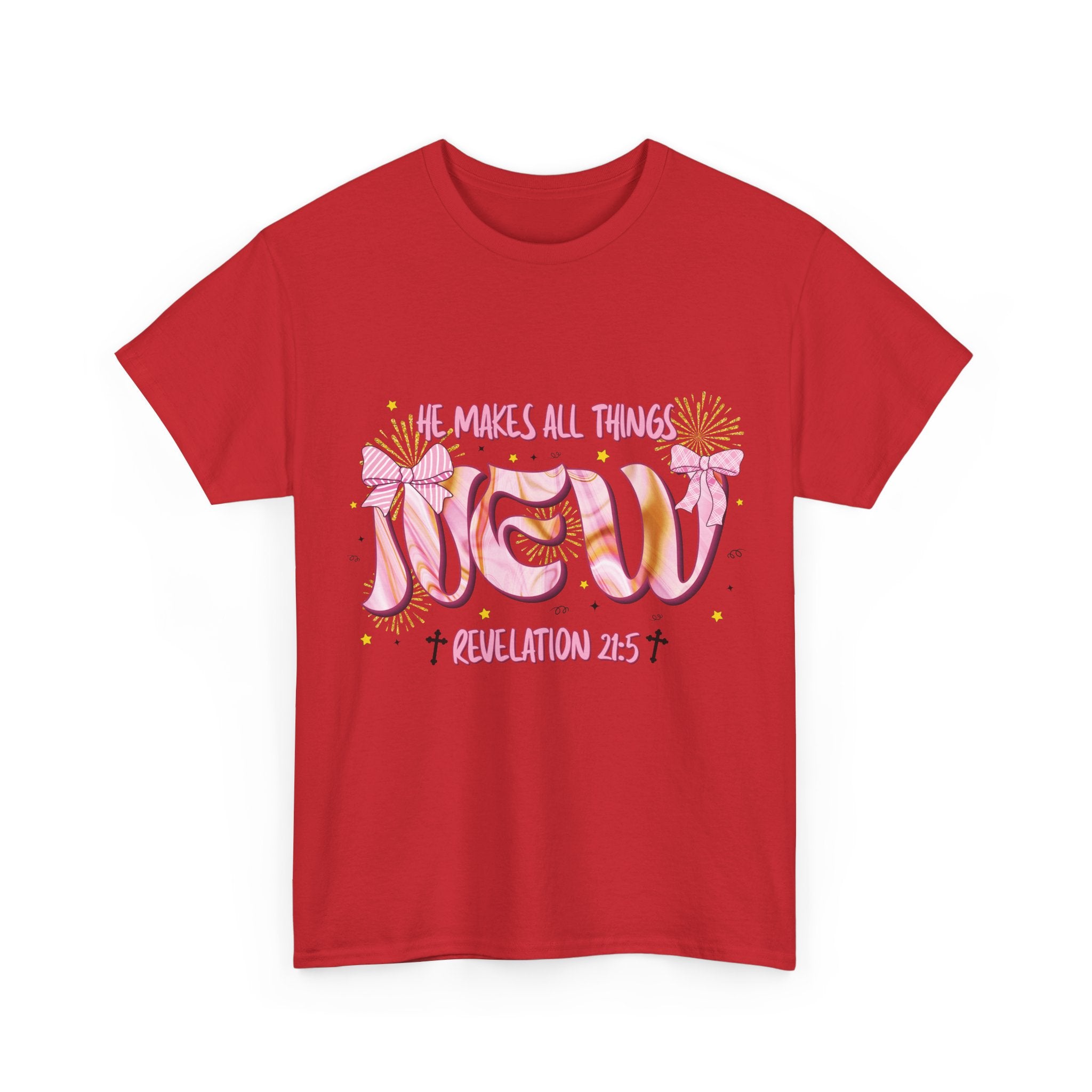 Christian Marble Tee — “He Makes All Things New” (Revelation 21:5)... Unisex Cotton Tee