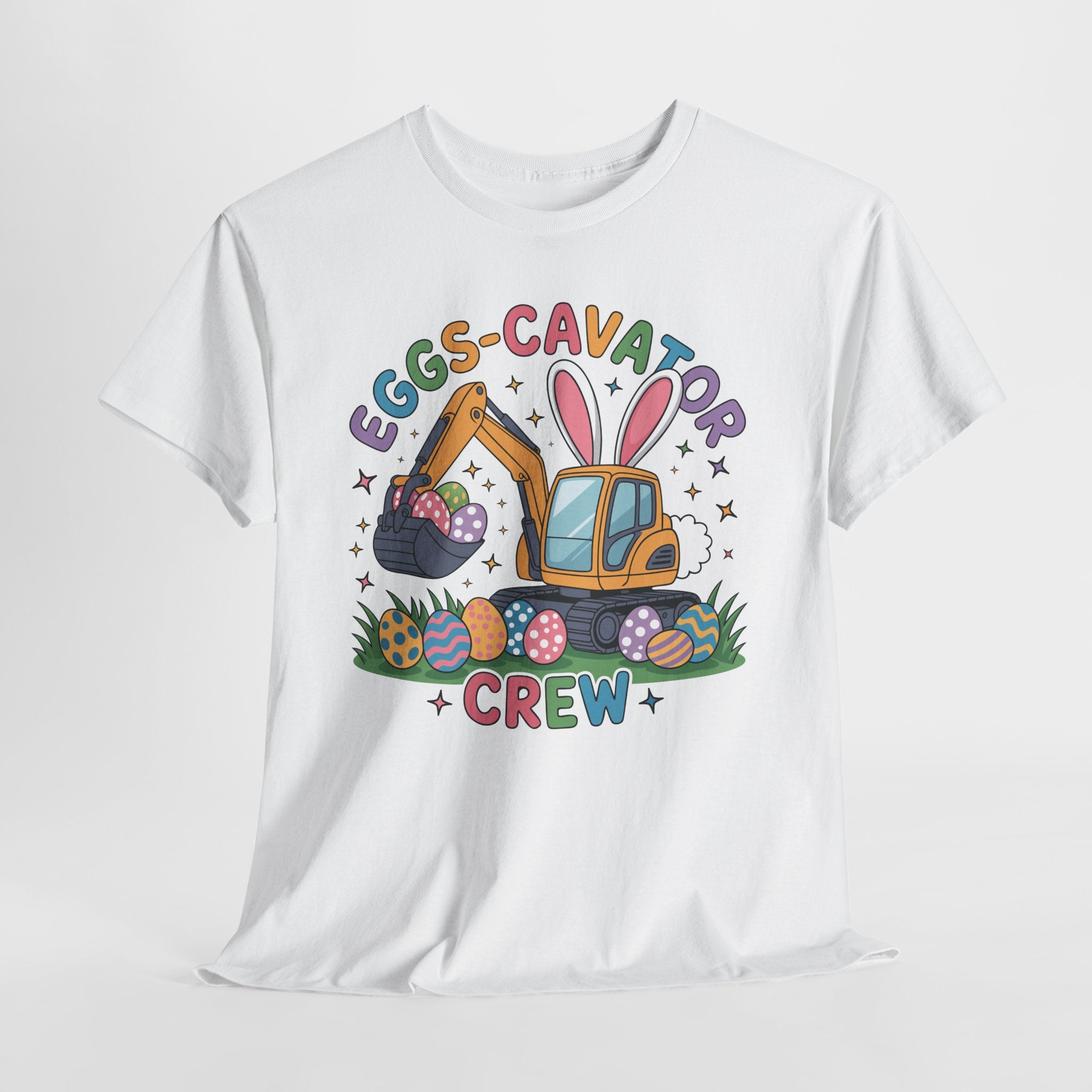 Easter 'Eggs-cavator Crew' Kids Tee — Excavator Bunny & Eggs Unisex Cotton Tee