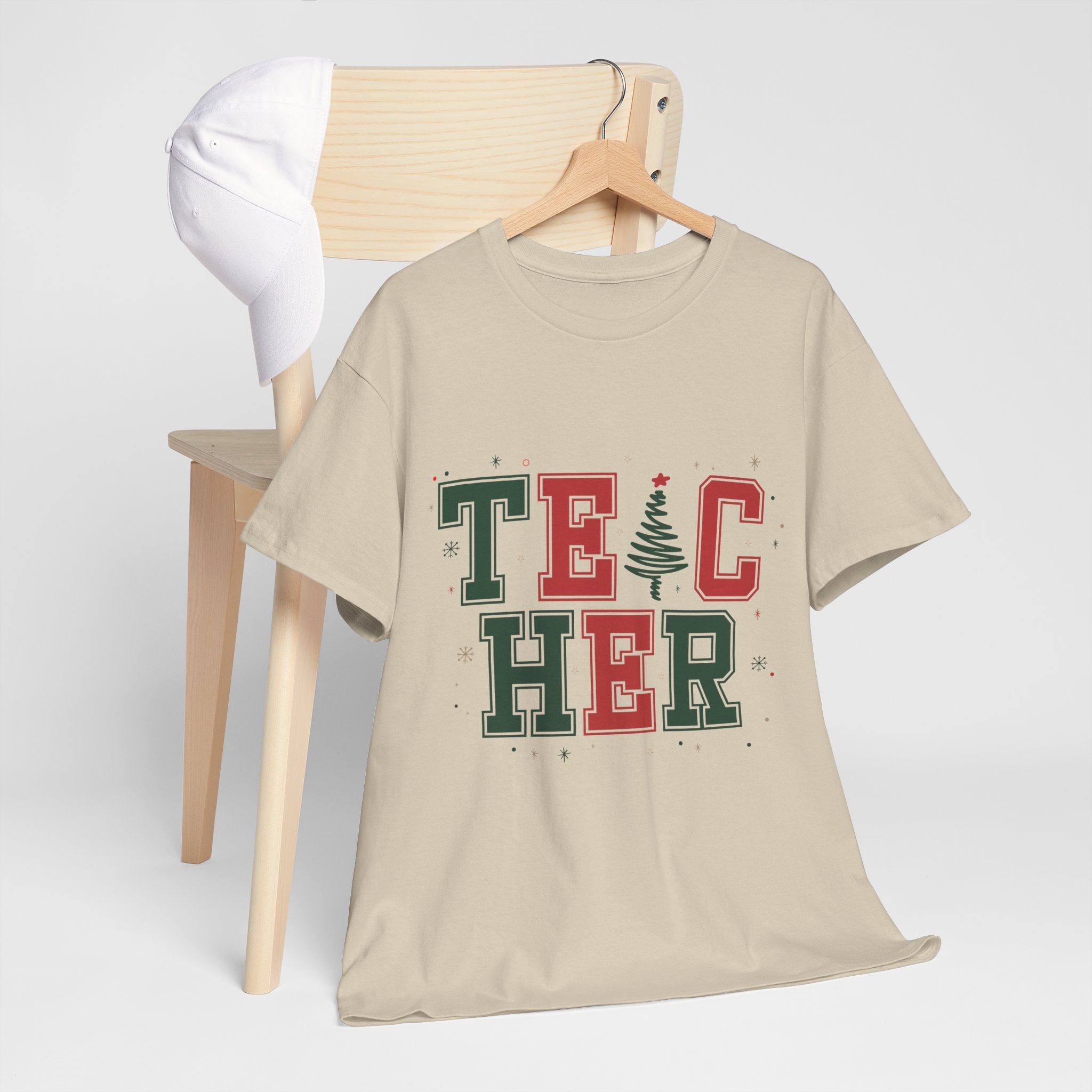 Teacher Christmas Varsity T-Shirt — Red & Green Holiday Unisex Cotton Tee