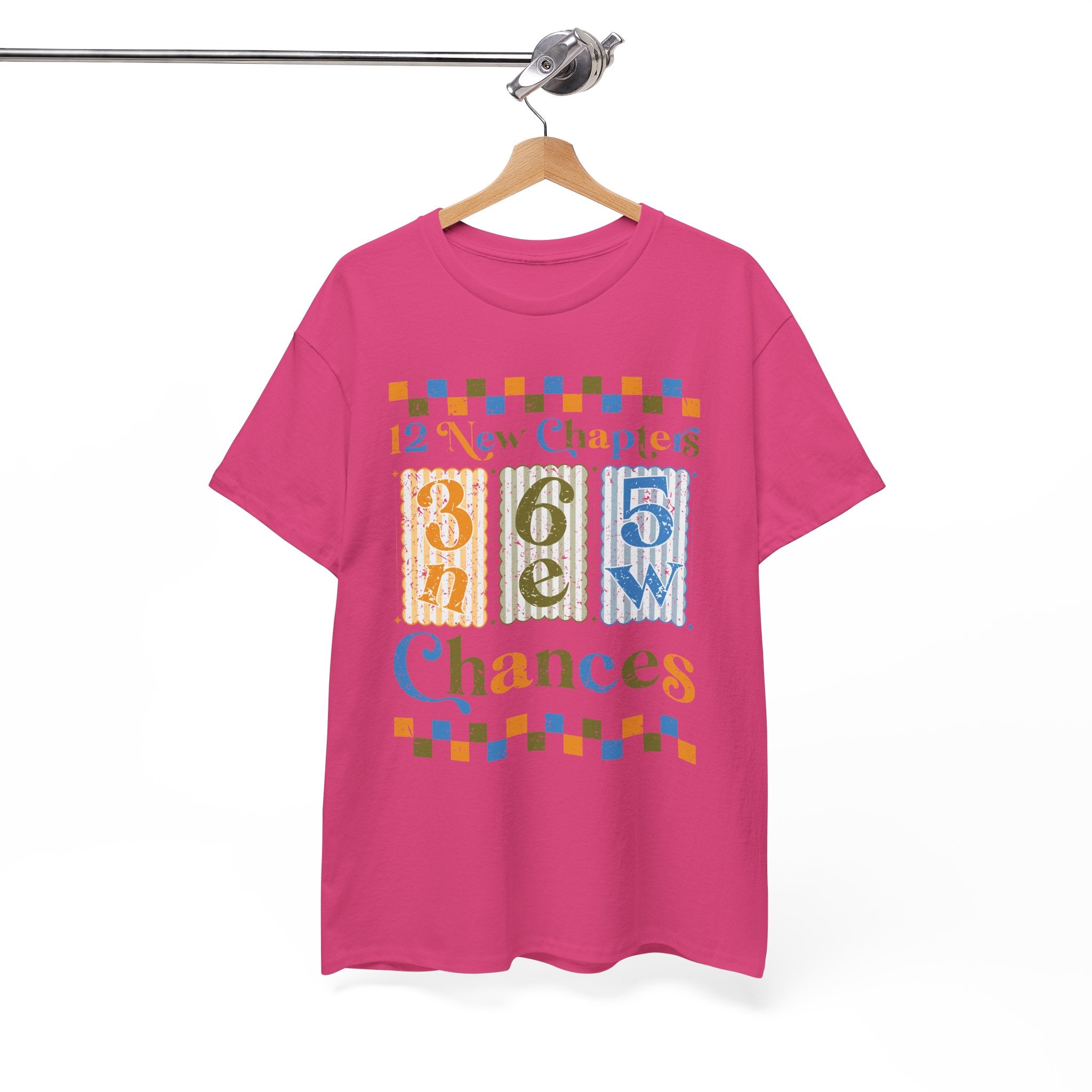 Retro '12 New Chapters, 365 New Chances' T-Shirt — Colorful Distressed Vintage Unisex Cotton Tee