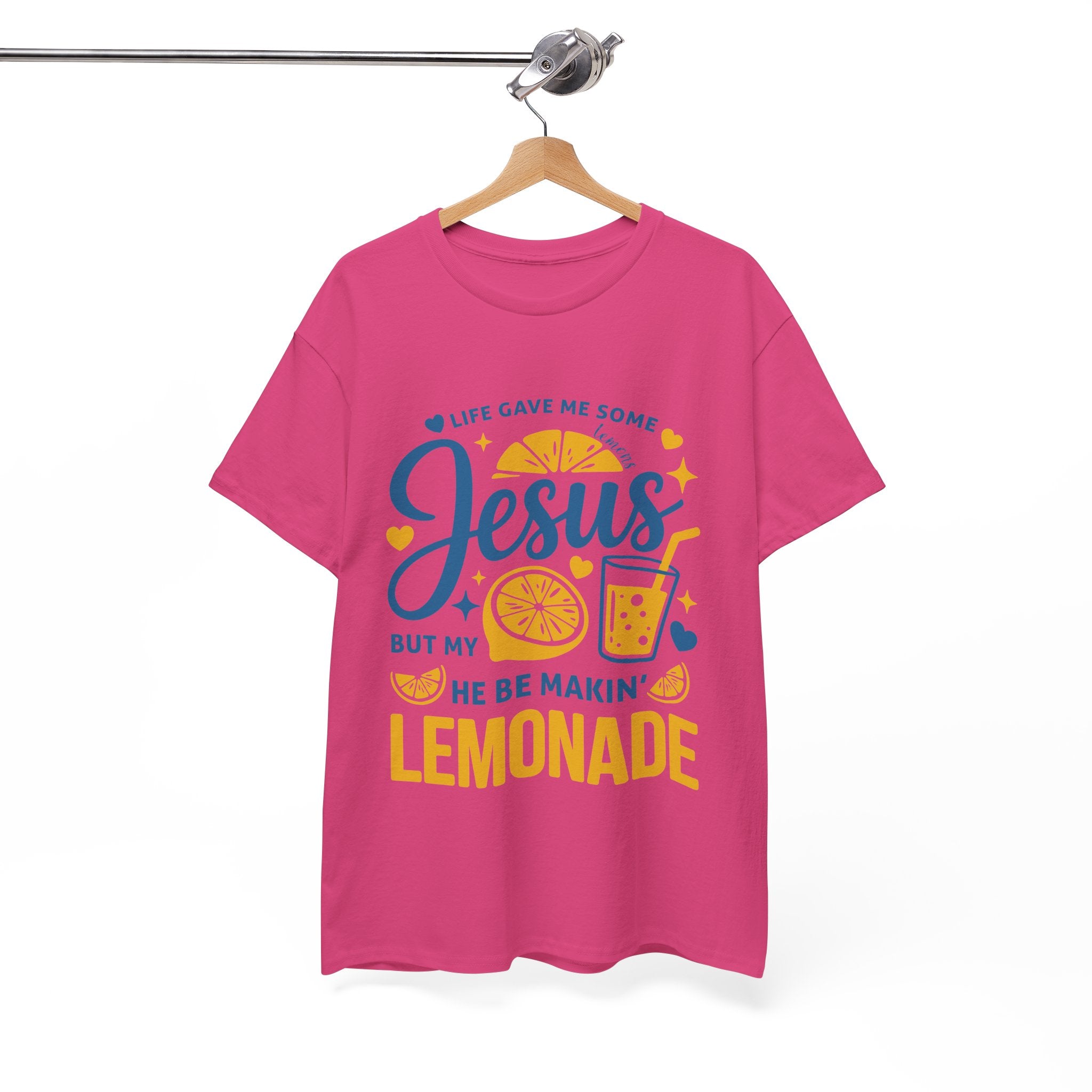 Christian Lemonade T-Shirt — “Life gave me some lemons but my Jesus He be makin’ lemonade”. Unisex Cotton Tee