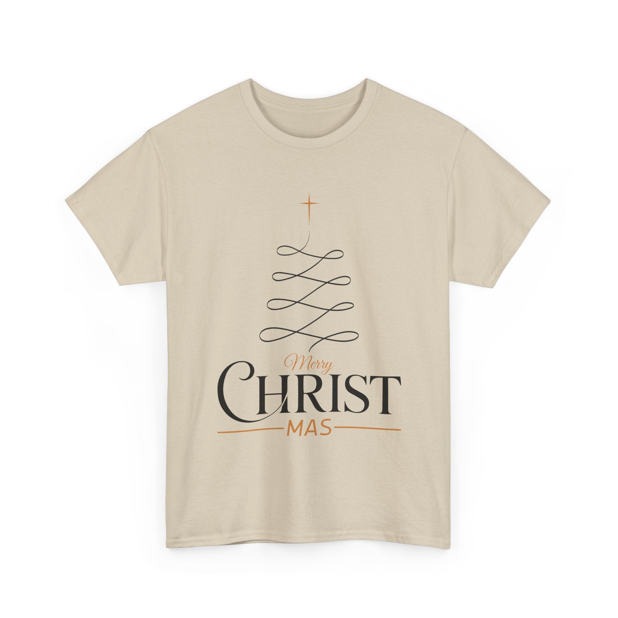 Merry Christmas Gold Cross Tree Unisex Cotton Tee