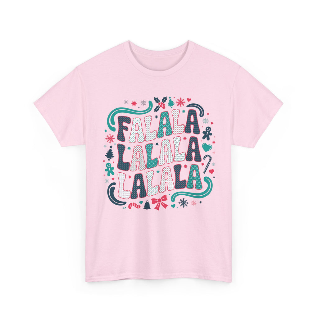 Fa La La La La Christmas T-Shirt — Festive Candy Cane & Gingerbread Holiday Unisex Cotton Tee
