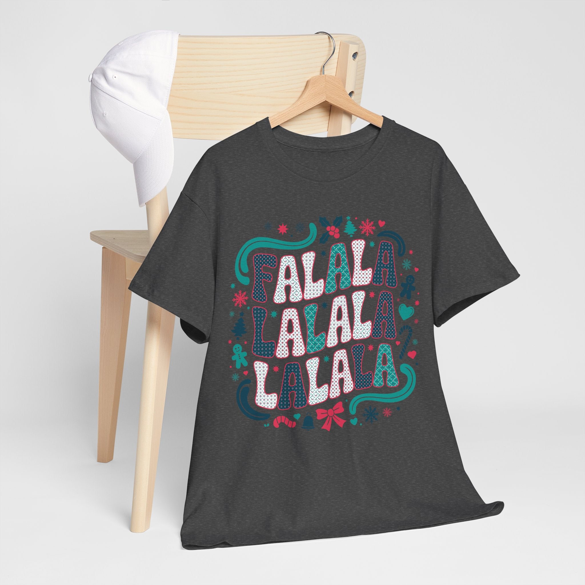Fa La La La La Christmas T-Shirt — Festive Candy Cane & Gingerbread Holiday Unisex Cotton Tee