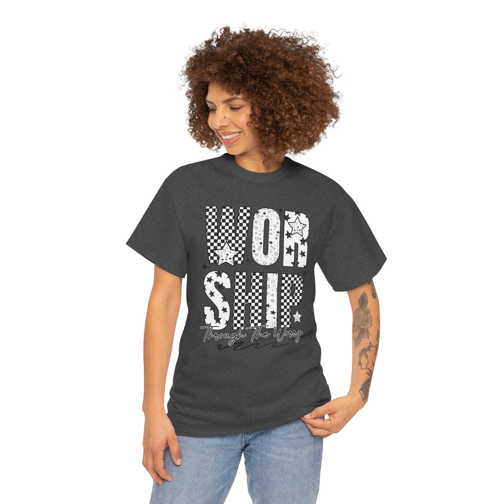 WORSHIP Through The Worry Checkerboard Unisex Cotton Tee