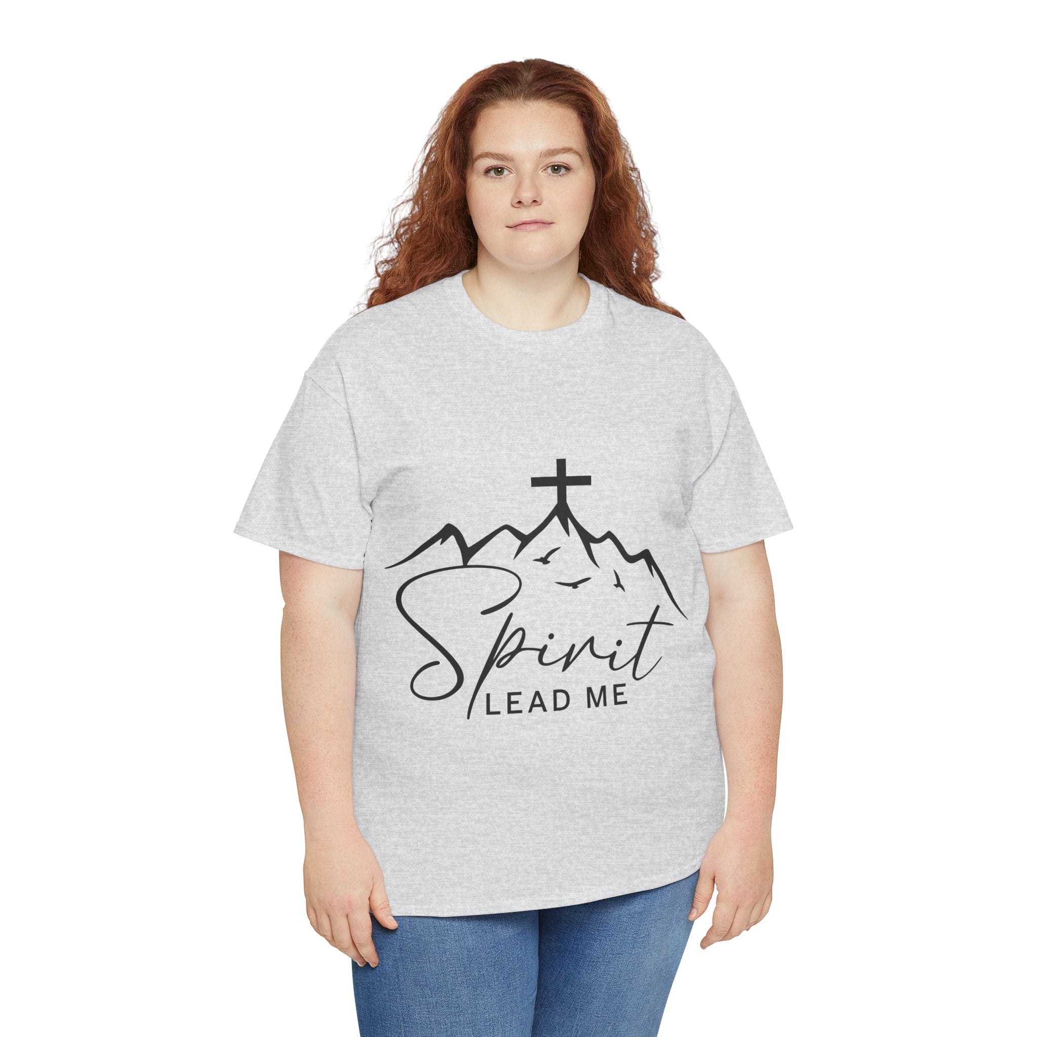 Spirit Lead Me Christian T‑Shirt — Minimalist Cross Unisex Cotton Tee