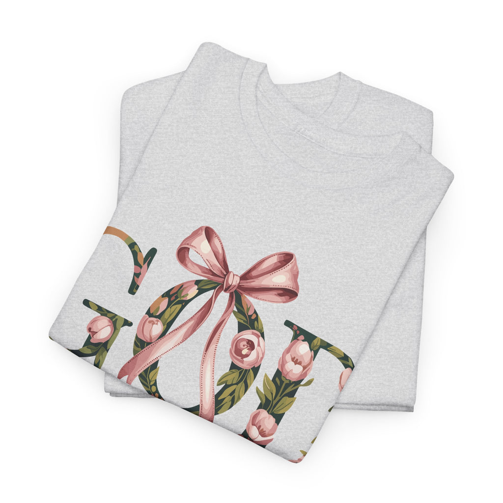 God Is Good Pink Rose Tee — Floral Ribbon Faith Unisex Cotton T-Shirt