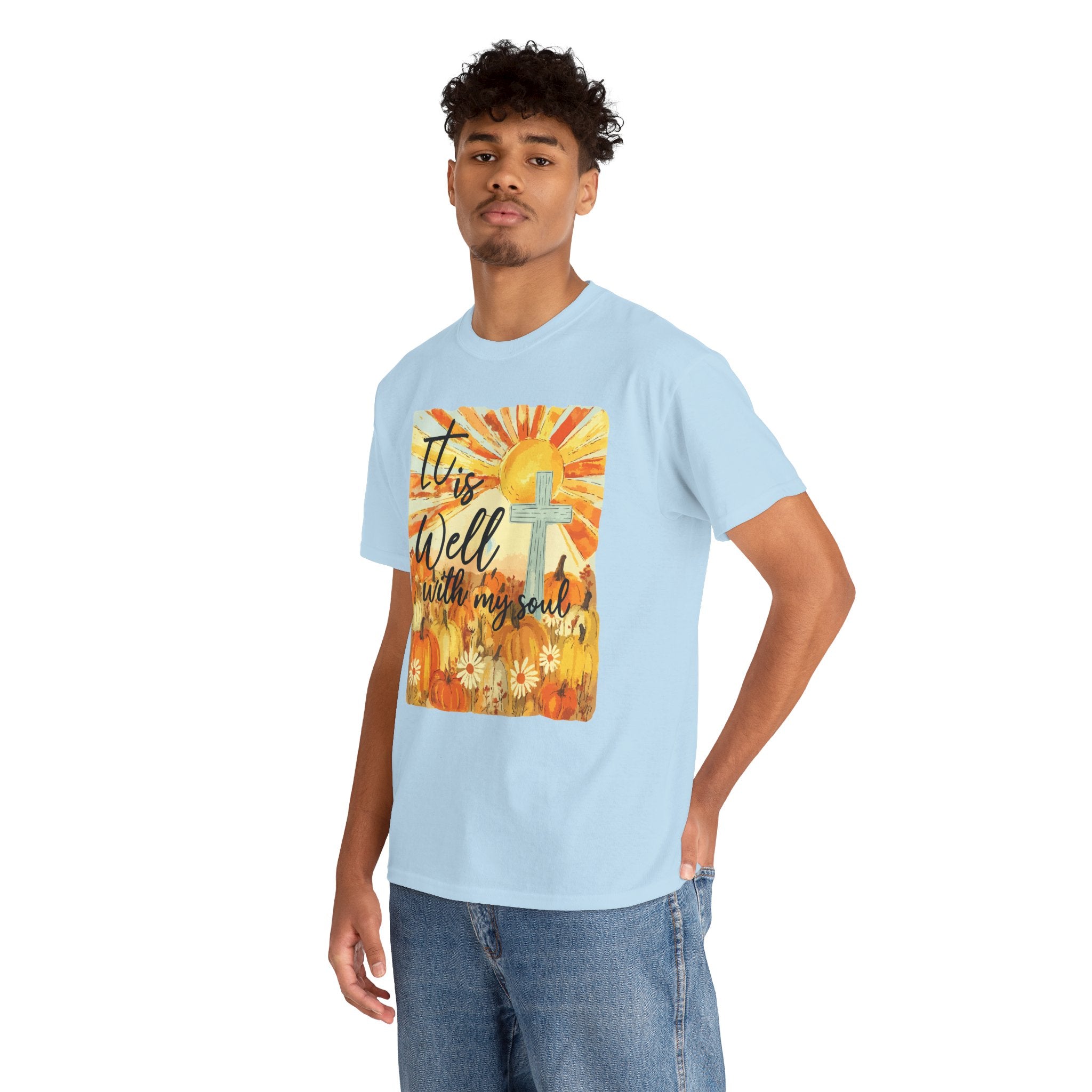 It Is Well With My Soul Pumpkin Sunrise Unisex Cotton T-Shirt