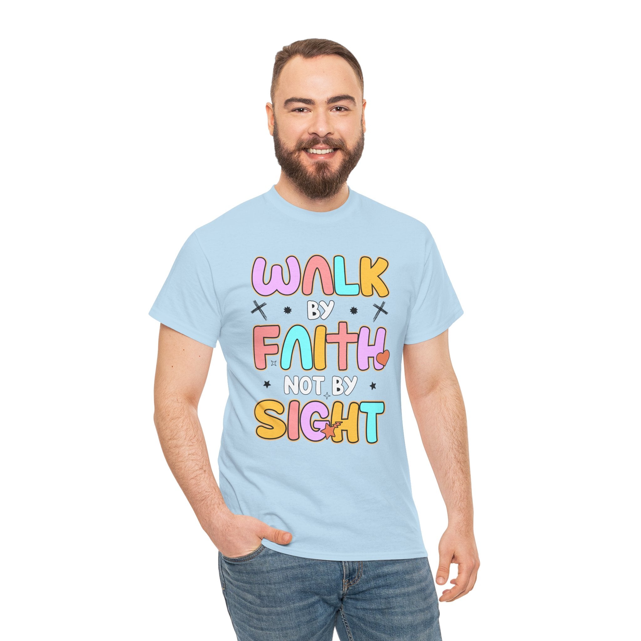 Walk by Faith Not by Sight T-Shirt — Pastel Christian Faith Unisex Cotton Tee
