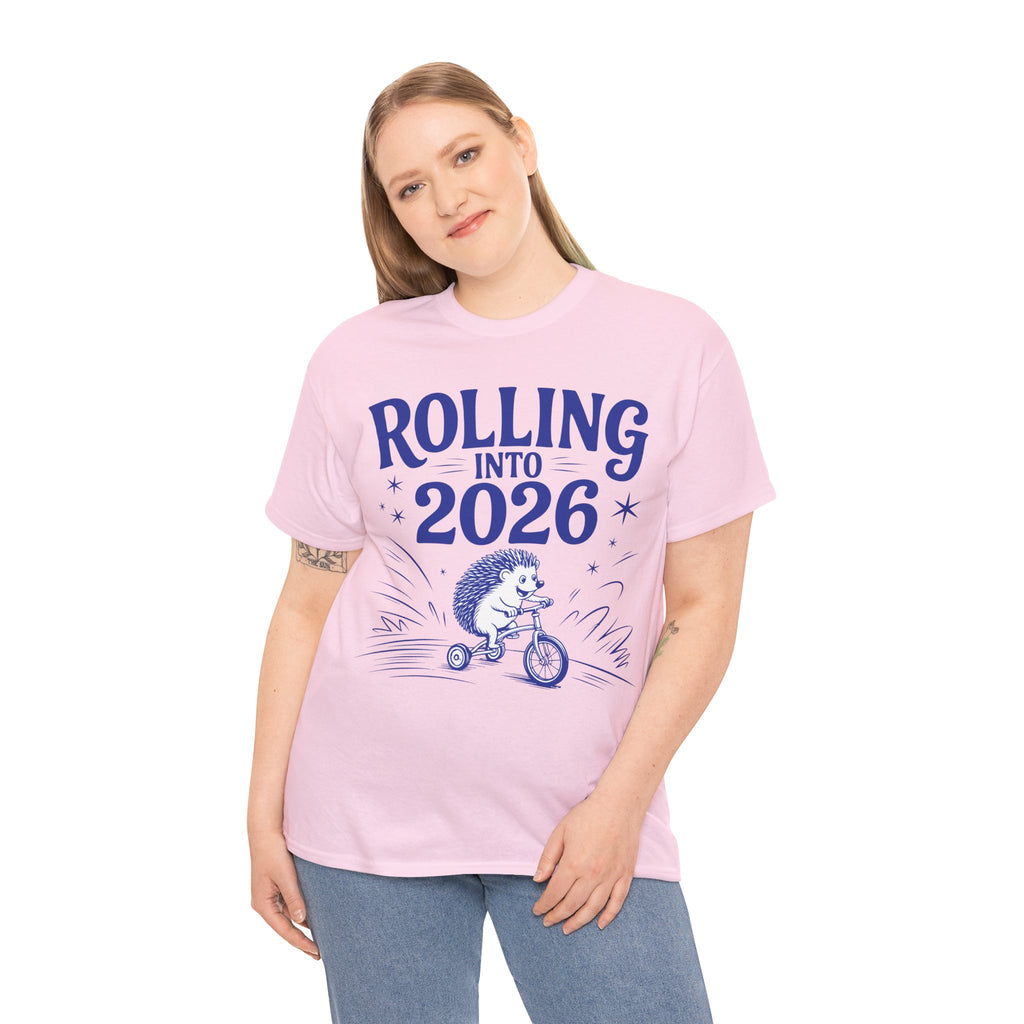 Rolling Into 2026 Hedgehog Tricycle Unisex Cotton Tee