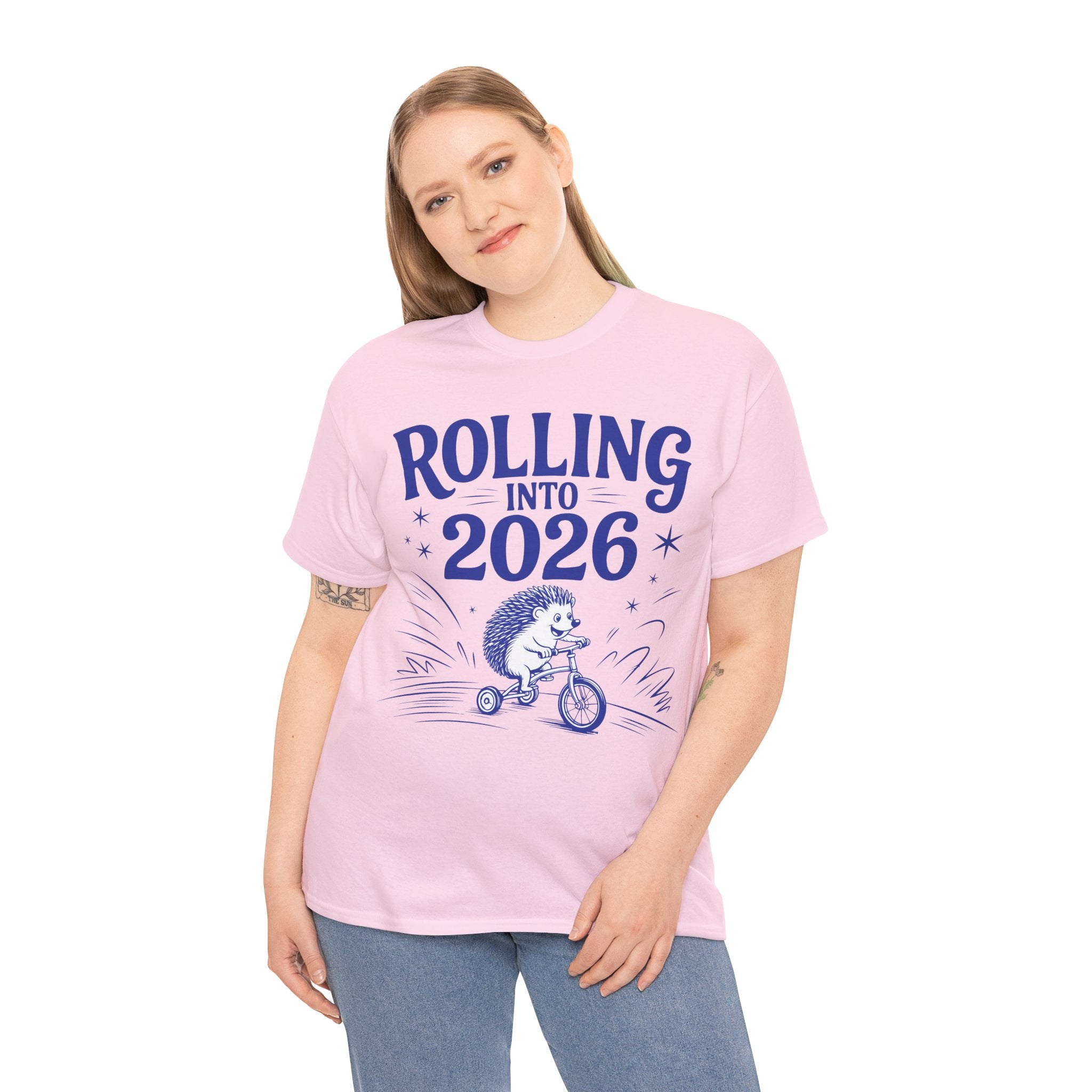 Rolling Into 2026 Hedgehog Tricycle Unisex Cotton Tee