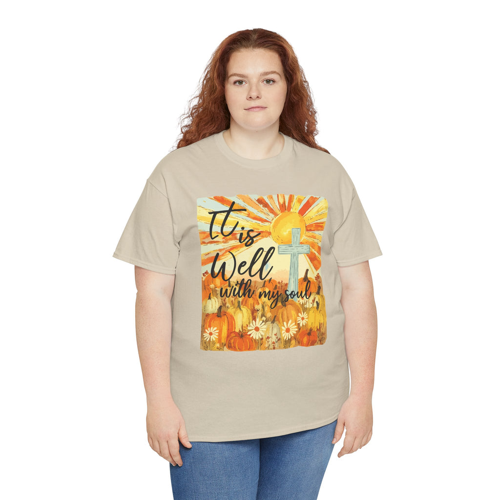 It Is Well With My Soul Pumpkin Sunrise Unisex Cotton T-Shirt
