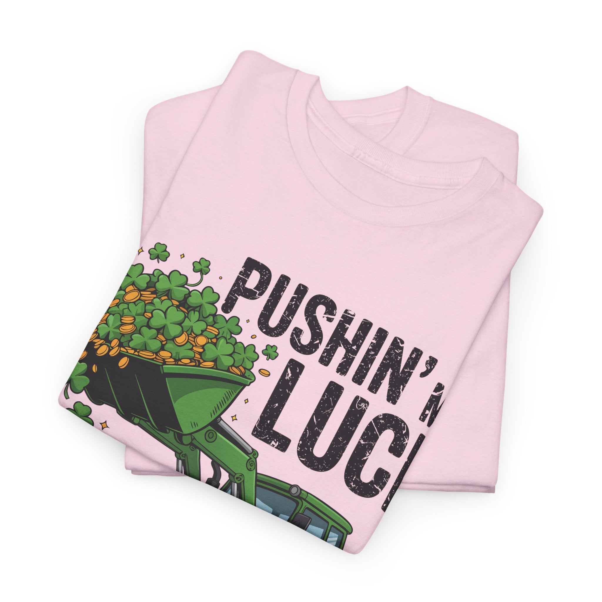 Pushin' My Luck Shamrock Tractor Tee — St. Patrick's Day Unisex Cotton T-Shirt