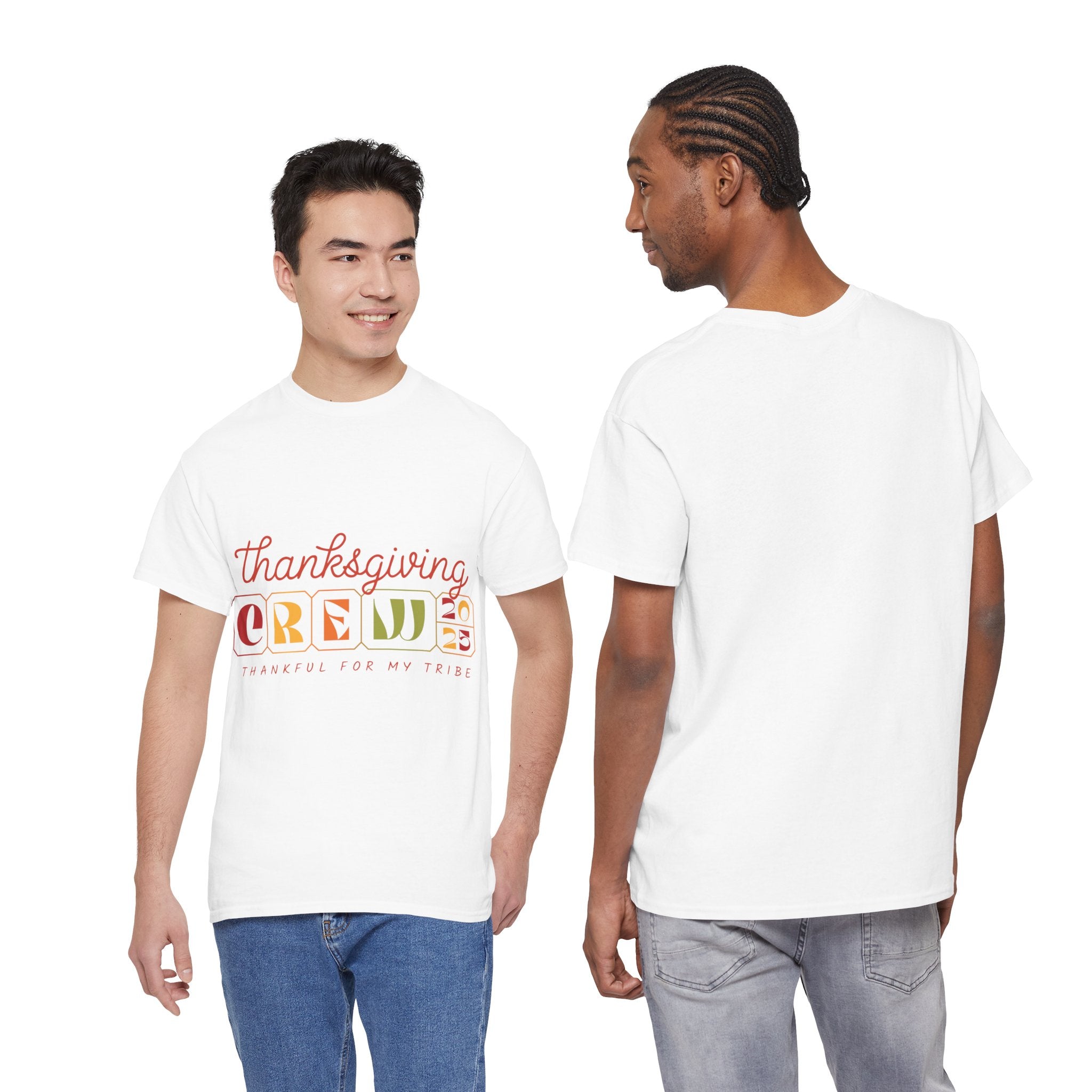 Thanksgiving Crew 2025 Tee — "Thankful for My Tribe" Autumn Holiday Unisex Cotton Tshirt