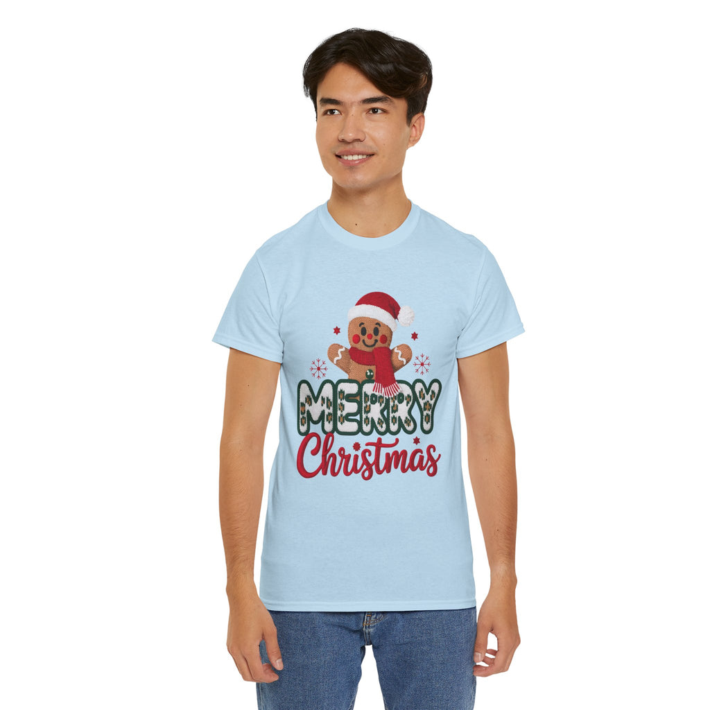 Gingerbread Santa 'Merry Christmas' Unisex Cotton Tee T-Shirt