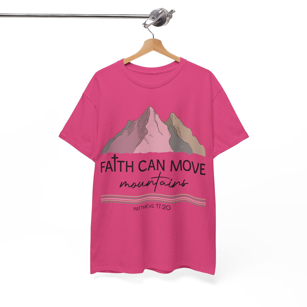 Faith Can Move Mountains Mountain Tee — Pastel Inspirational Christian Unisex Cotton T-Shirt