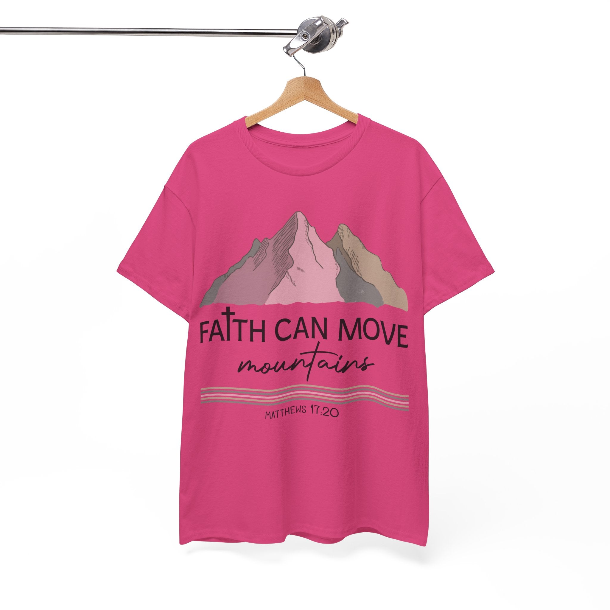 Faith Can Move Mountains Mountain Tee — Pastel Inspirational Christian Unisex Cotton T-Shirt