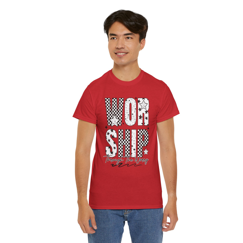 WORSHIP Through The Worry Checkerboard Unisex Cotton Tee