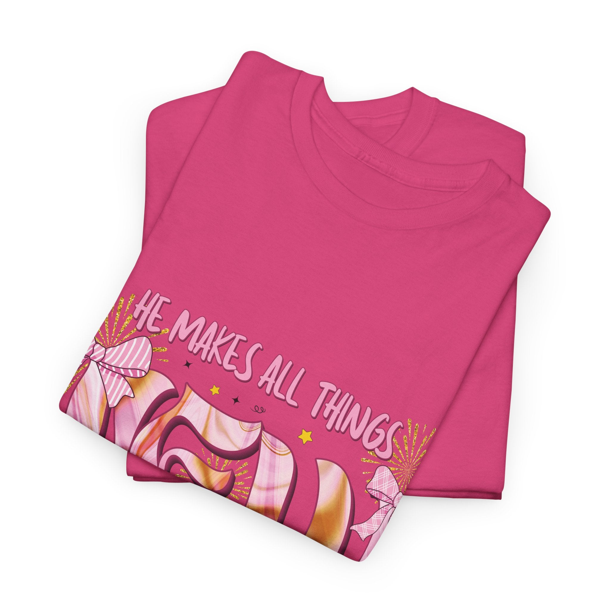 Christian Marble Tee — “He Makes All Things New” (Revelation 21:5)... Unisex Cotton Tee