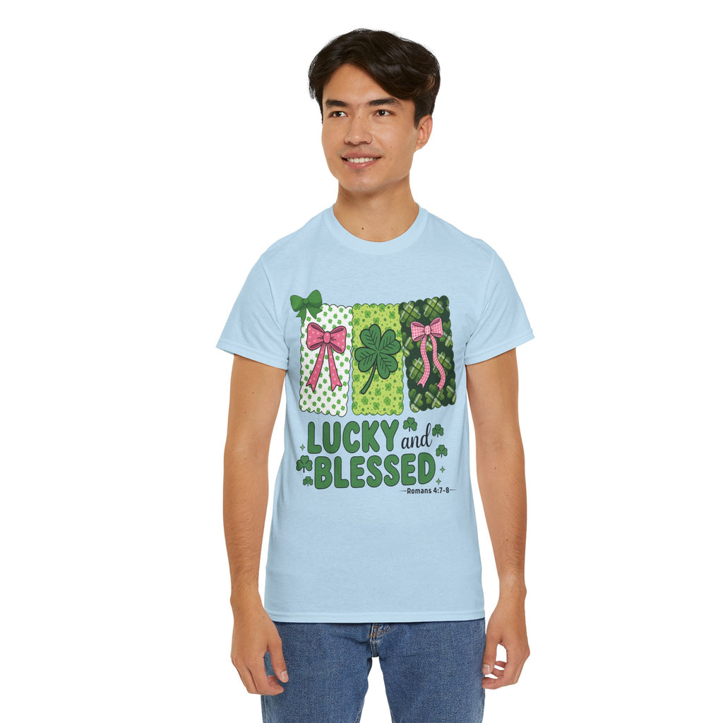 Lucky and Blessed Clover Unisex Cotton Tee