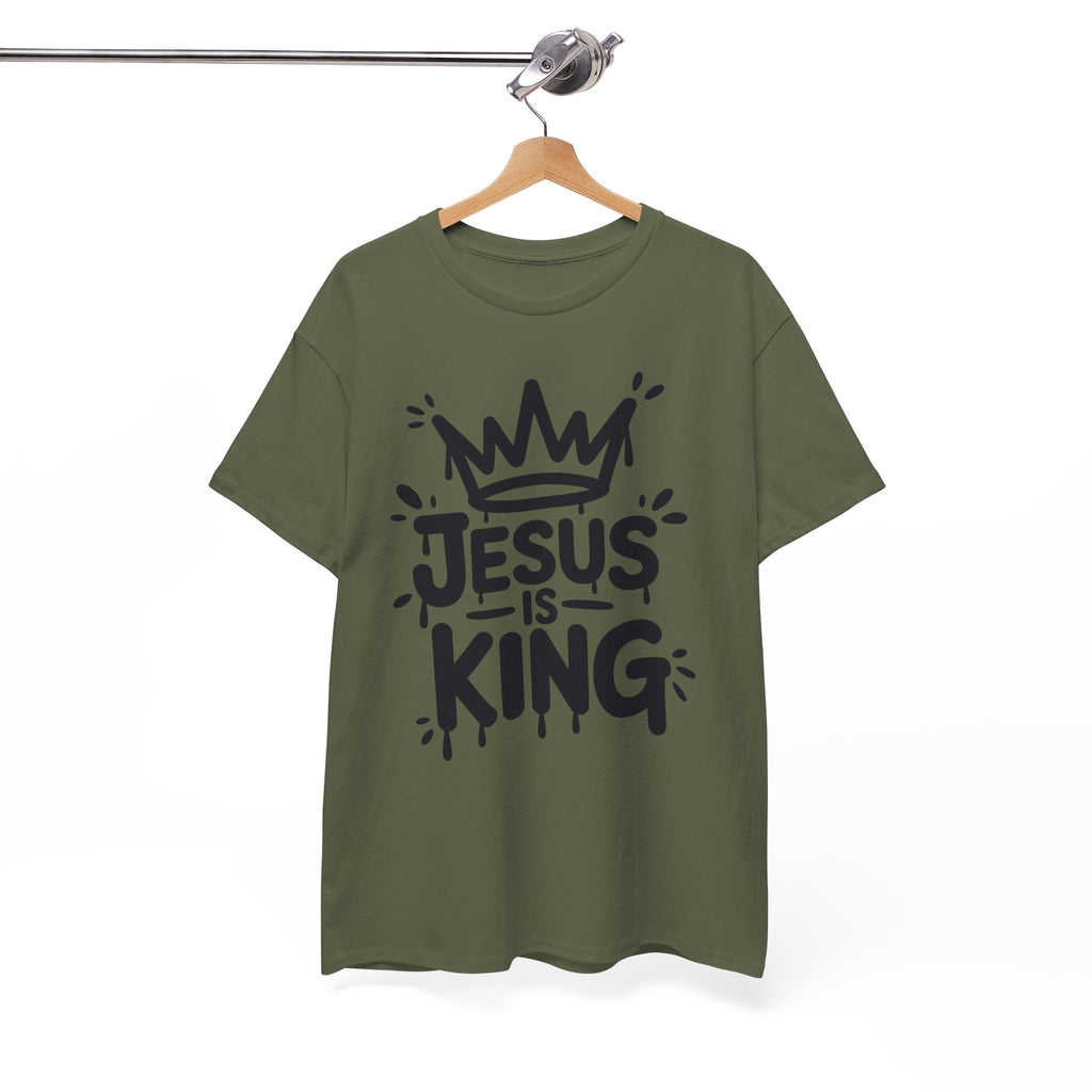 Jesus Is King Crown T-Shirt — Minimalist Christian Unisex Cotton Tee