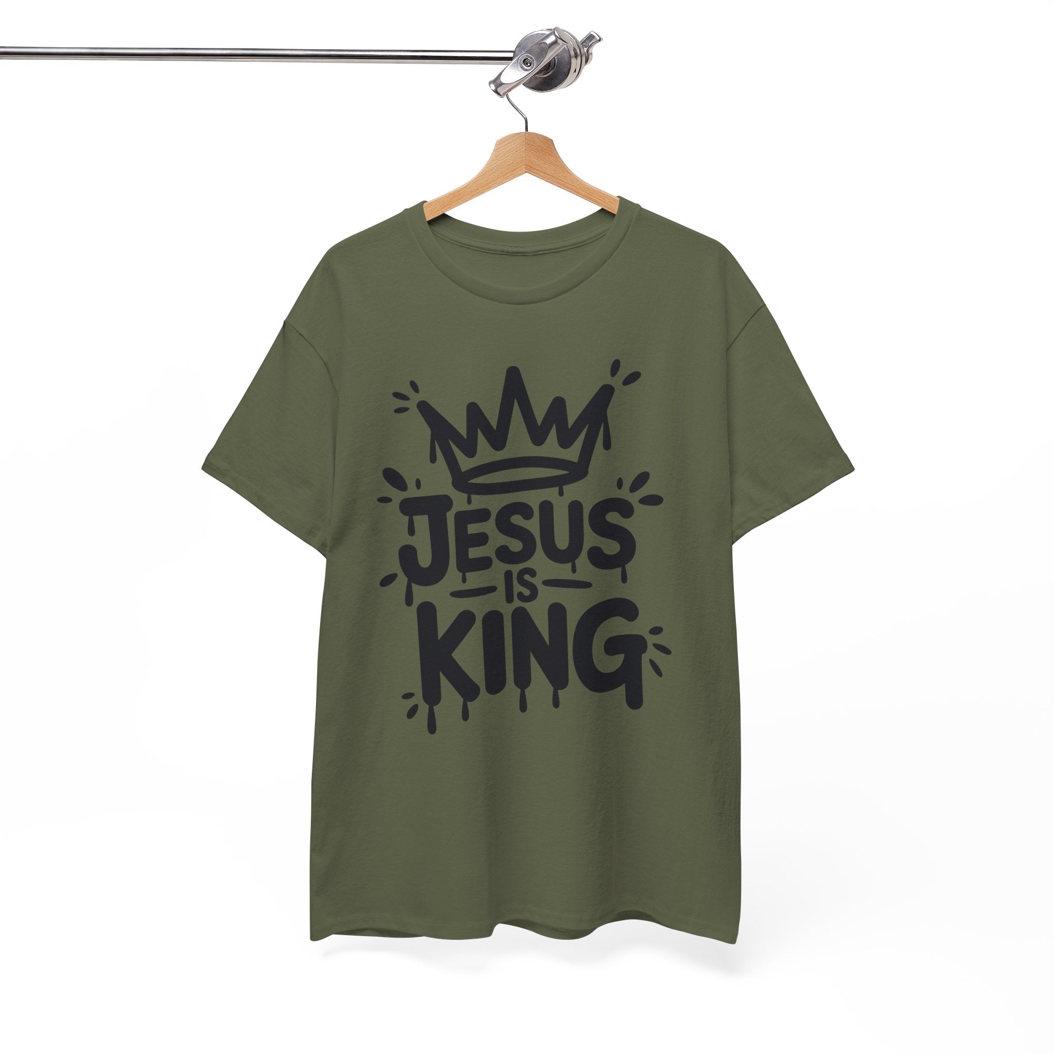 Jesus Is King Crown T-Shirt — Minimalist Christian Unisex Cotton Tee