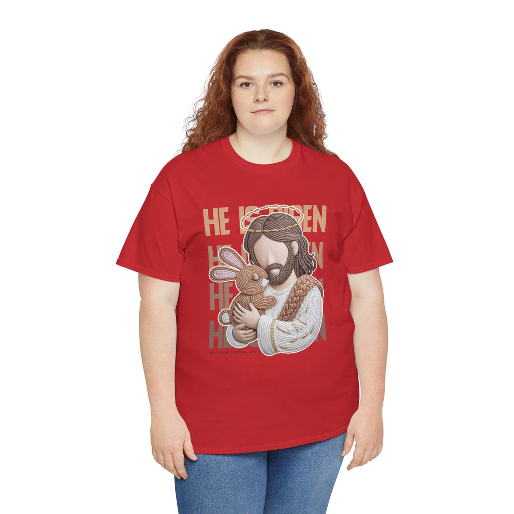 He Is Risen Matthew 28:6 Jesus With Lamb Unisex Cotton T-Shirt