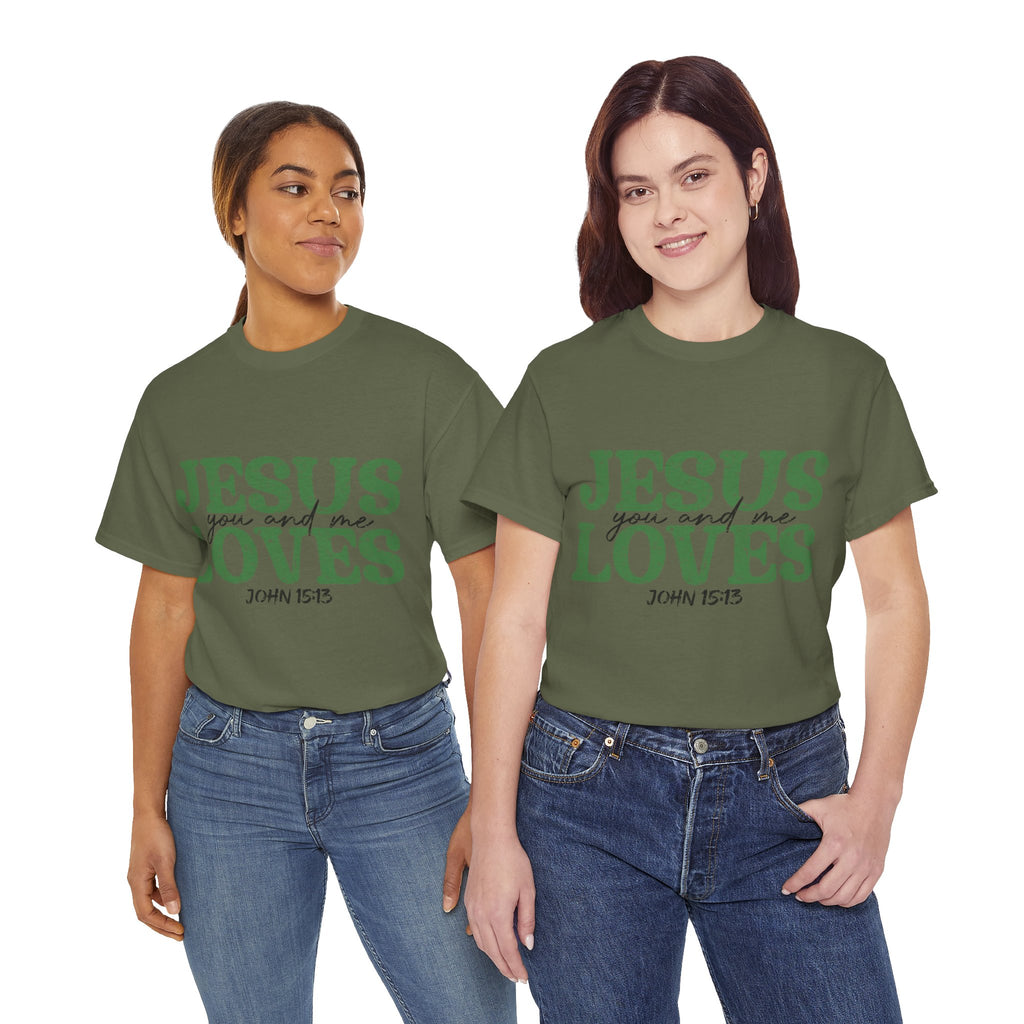 Jesus Loves Vintage Tee — Green Retro Christian Unisex Cotton T-Shirt