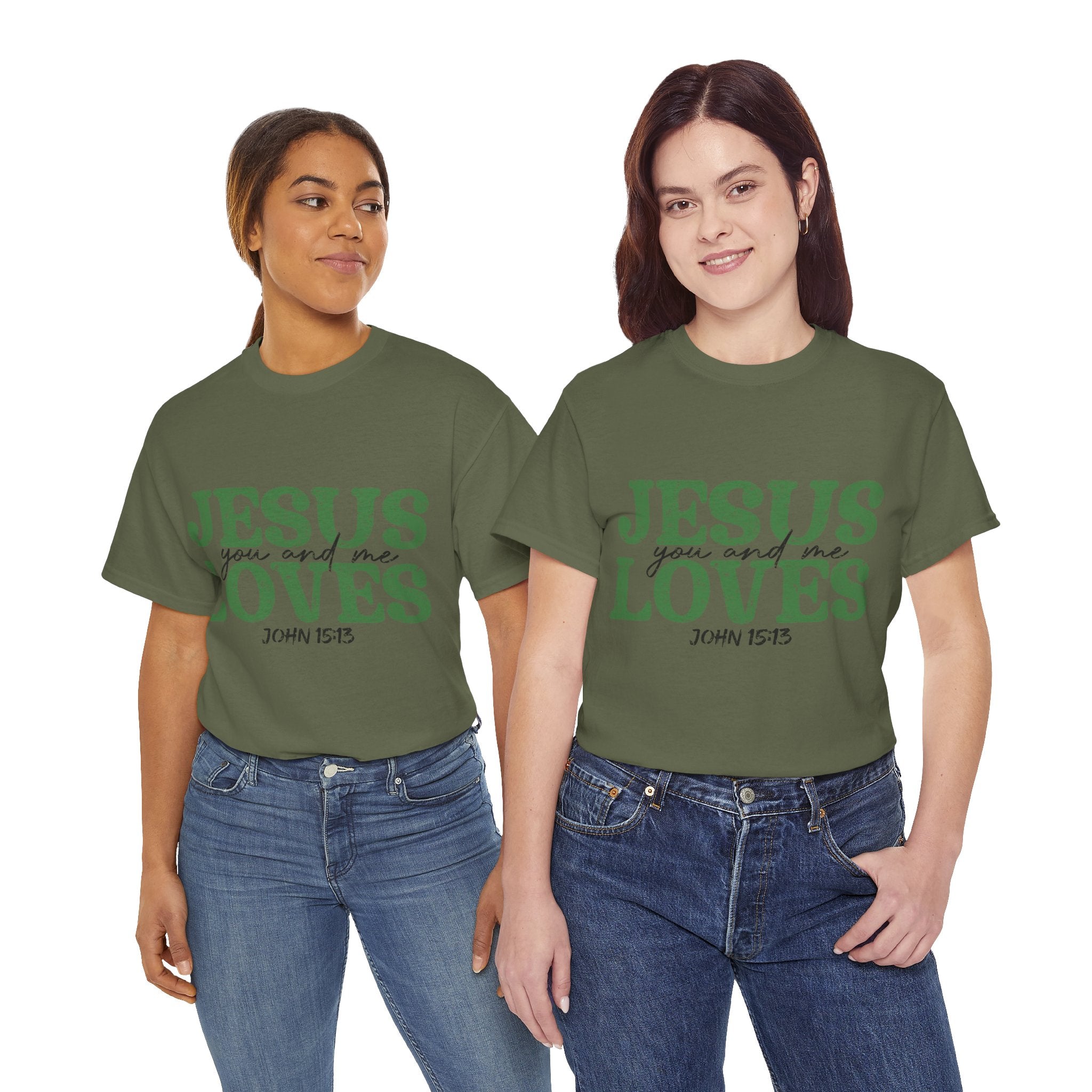 Jesus Loves Vintage Tee — Green Retro Christian Unisex Cotton T-Shirt