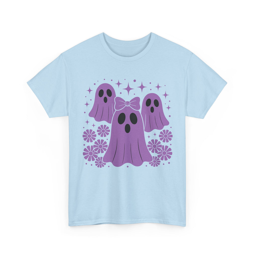 Purple Ghost Halloween Unisex Cotton Tee