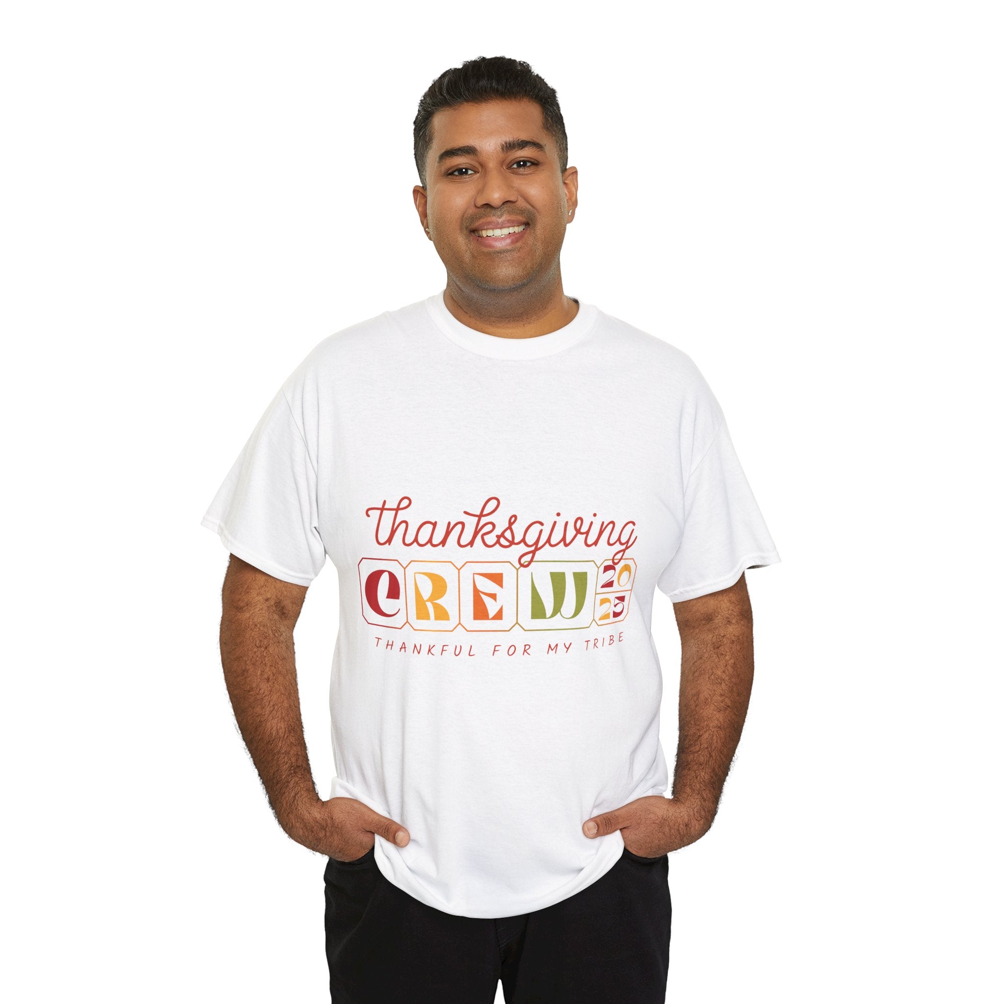 Thanksgiving Crew 2025 Tee — "Thankful for My Tribe" Autumn Holiday Unisex Cotton Tshirt