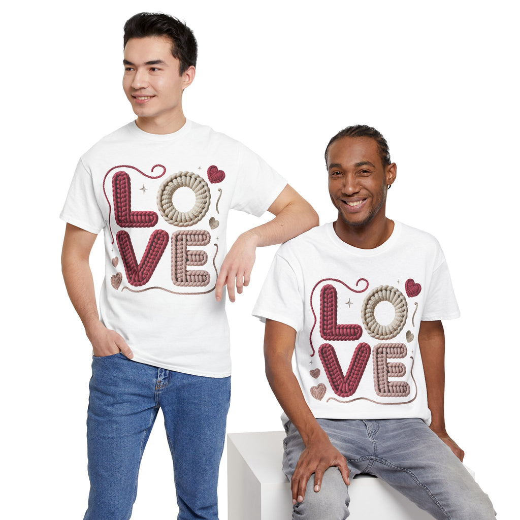 LOVE Faux Yarn Heart Unisex Cotton Tee