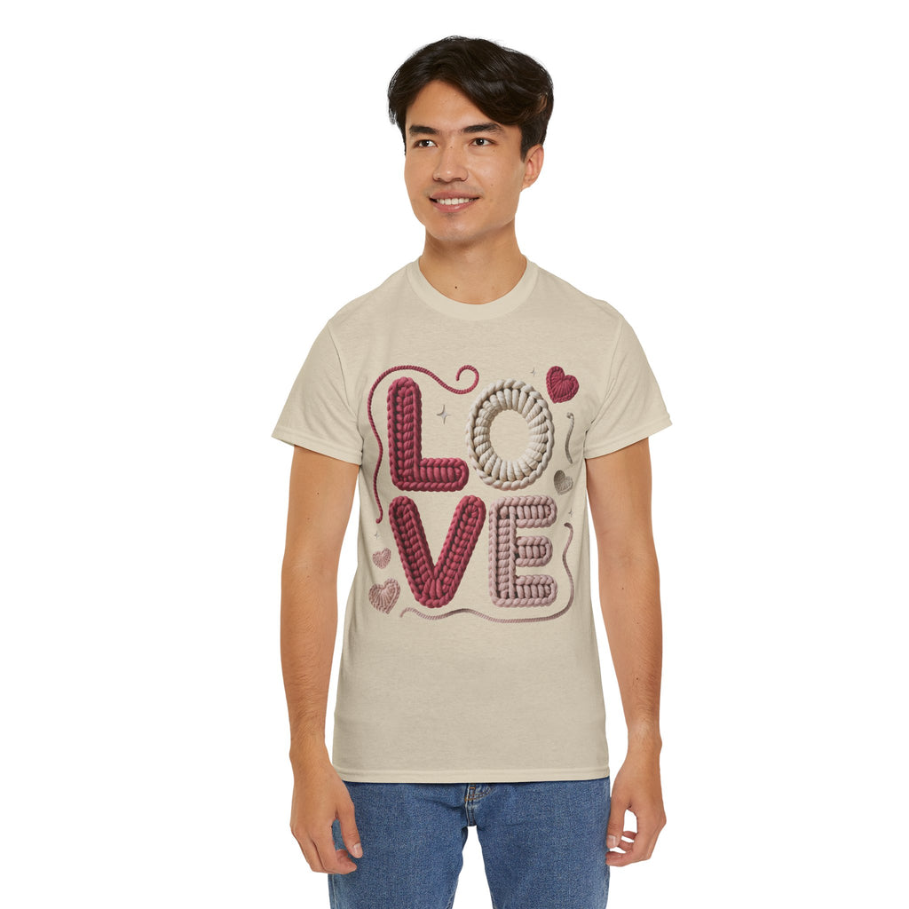 LOVE Faux Yarn Heart Unisex Cotton Tee