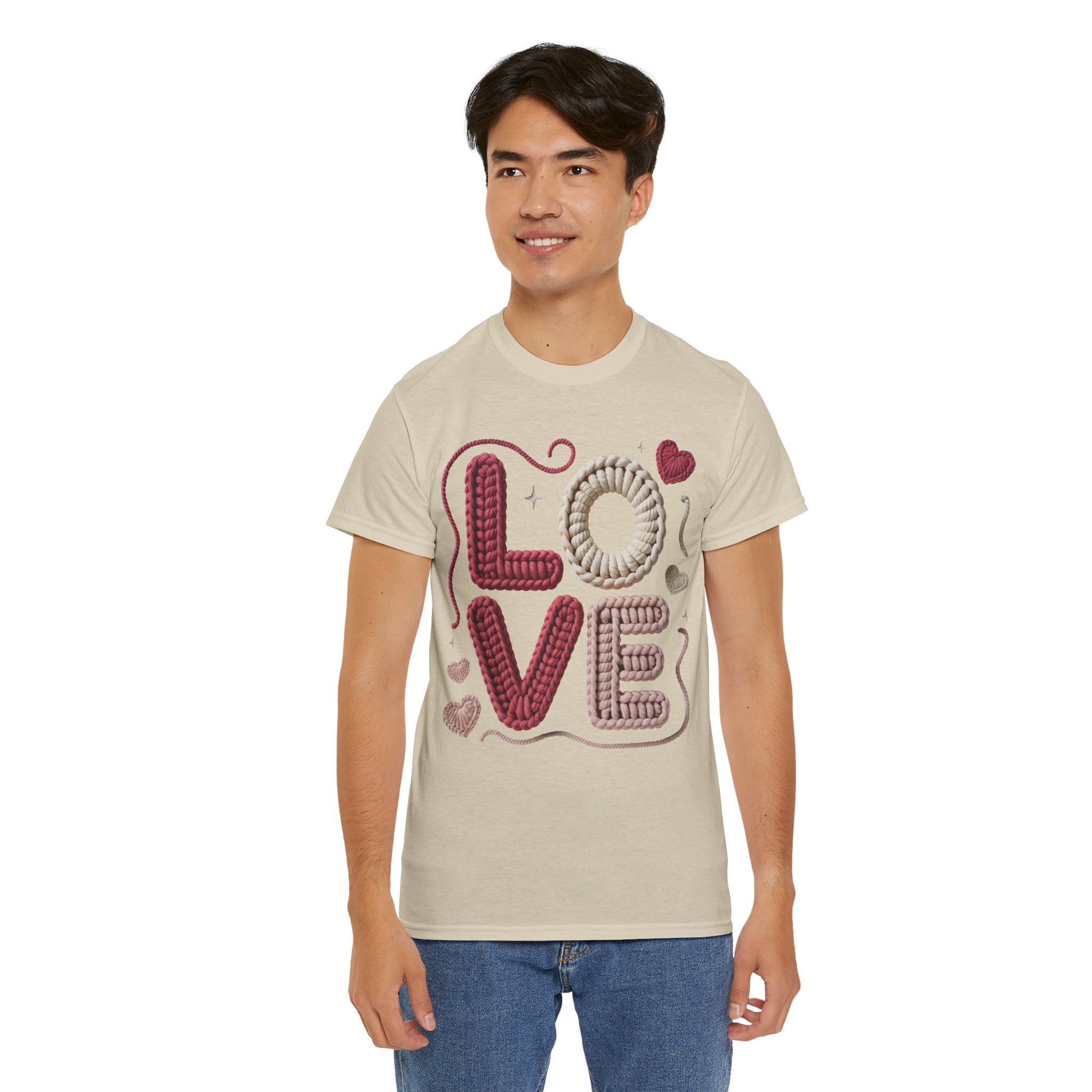 LOVE Faux Yarn Heart Unisex Cotton Tee