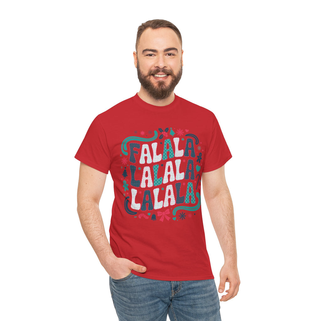Fa La La La La Christmas T-Shirt — Festive Candy Cane & Gingerbread Holiday Unisex Cotton Tee