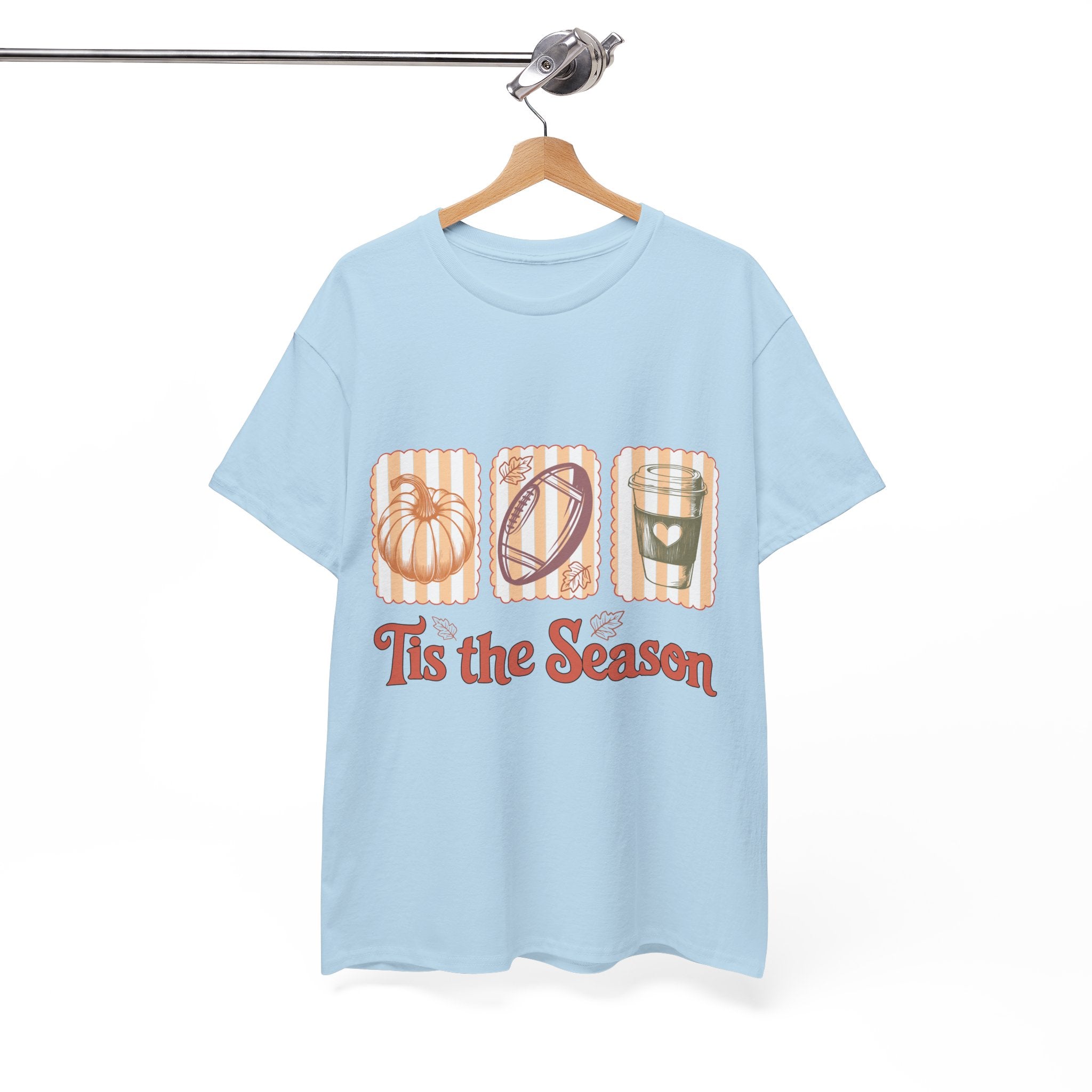 Tis the Season Pumpkin, Football & Coffee Fall Unisex Cotton T-Shirt