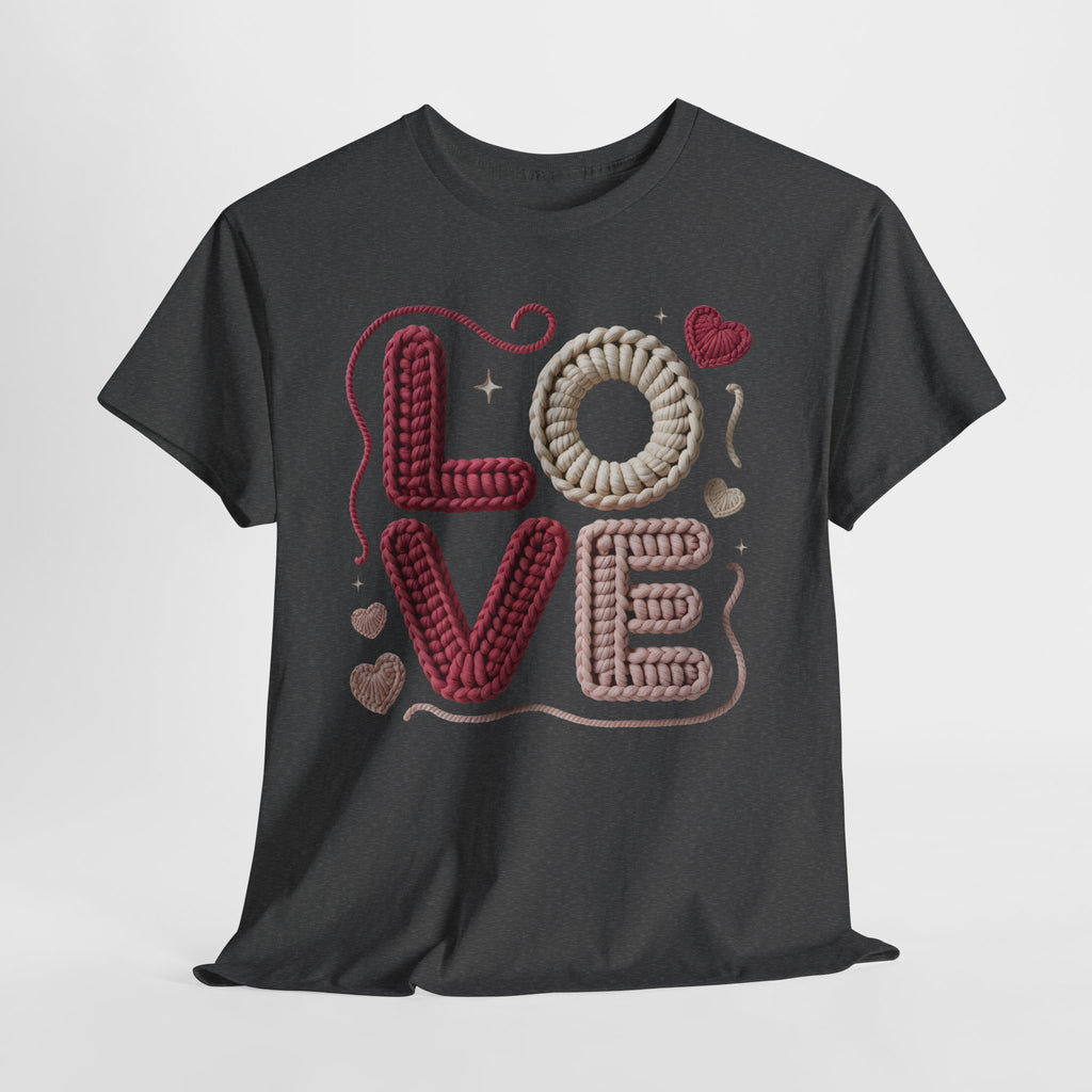 LOVE Faux Yarn Heart Unisex Cotton Tee