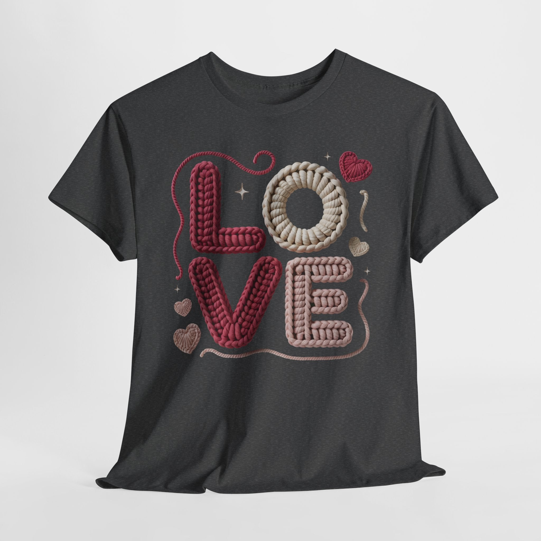 LOVE Faux Yarn Heart Unisex Cotton Tee