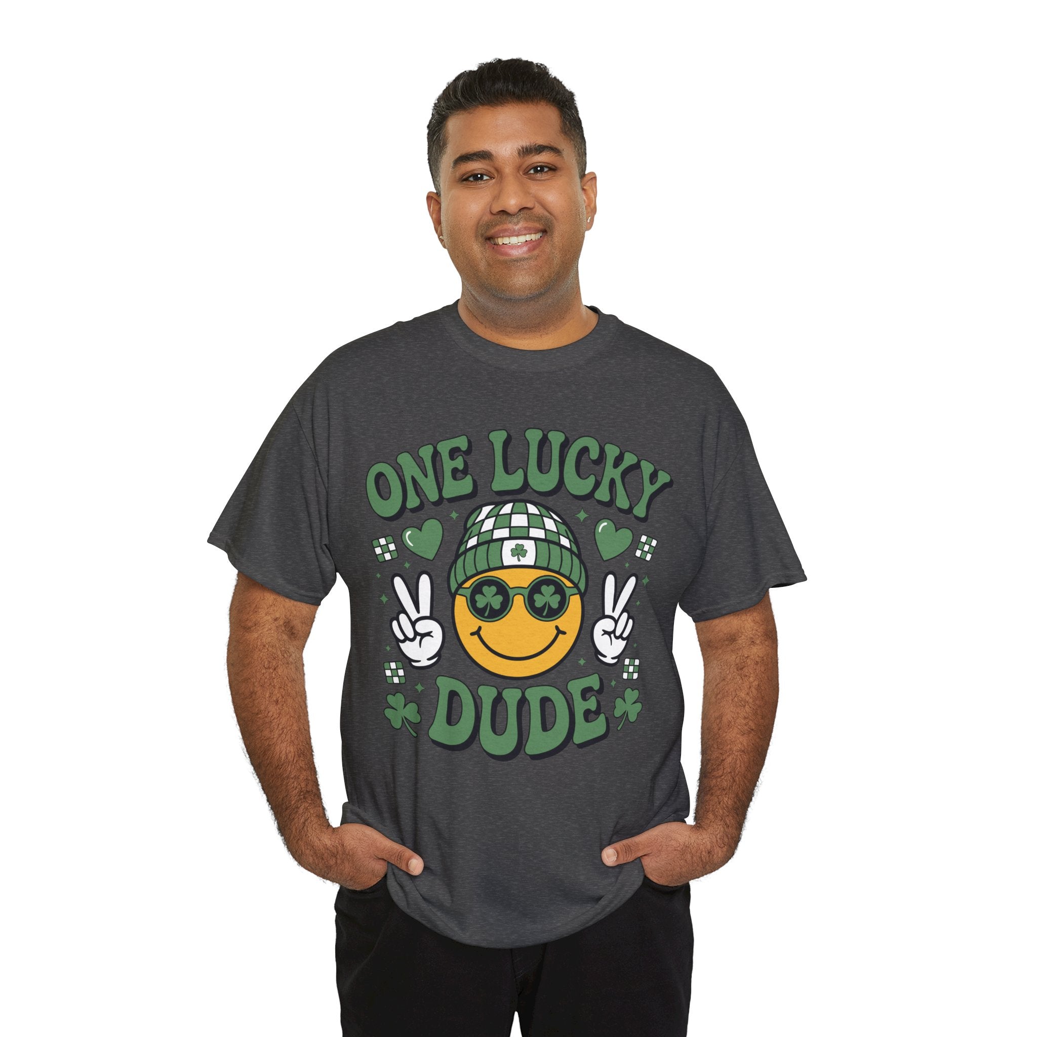 One Lucky Dude Shamrock Tee — St. Patrick's Day Smiley Unisex Cotton Tshirt
