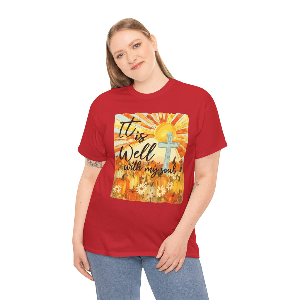 It Is Well With My Soul Pumpkin Sunrise Unisex Cotton T-Shirt