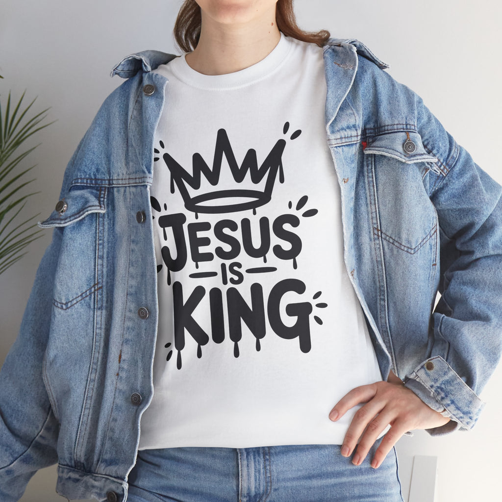 Jesus Is King Crown T-Shirt — Minimalist Christian Unisex Cotton Tee