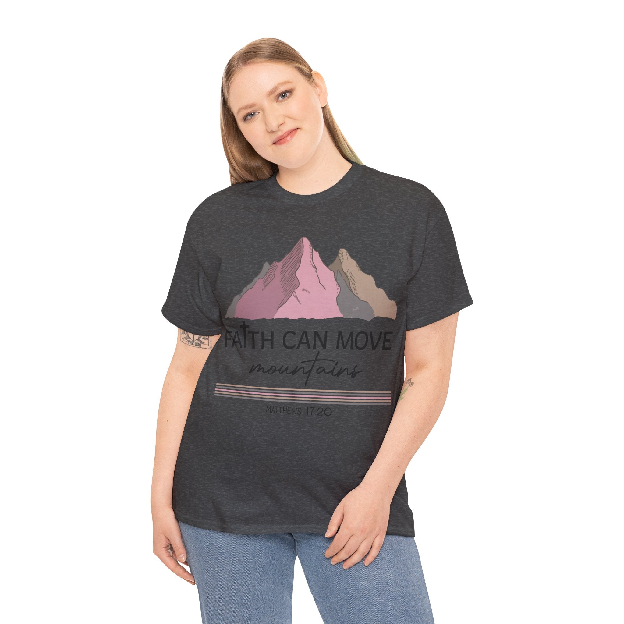 Faith Can Move Mountains Mountain Tee — Pastel Inspirational Christian Unisex Cotton T-Shirt